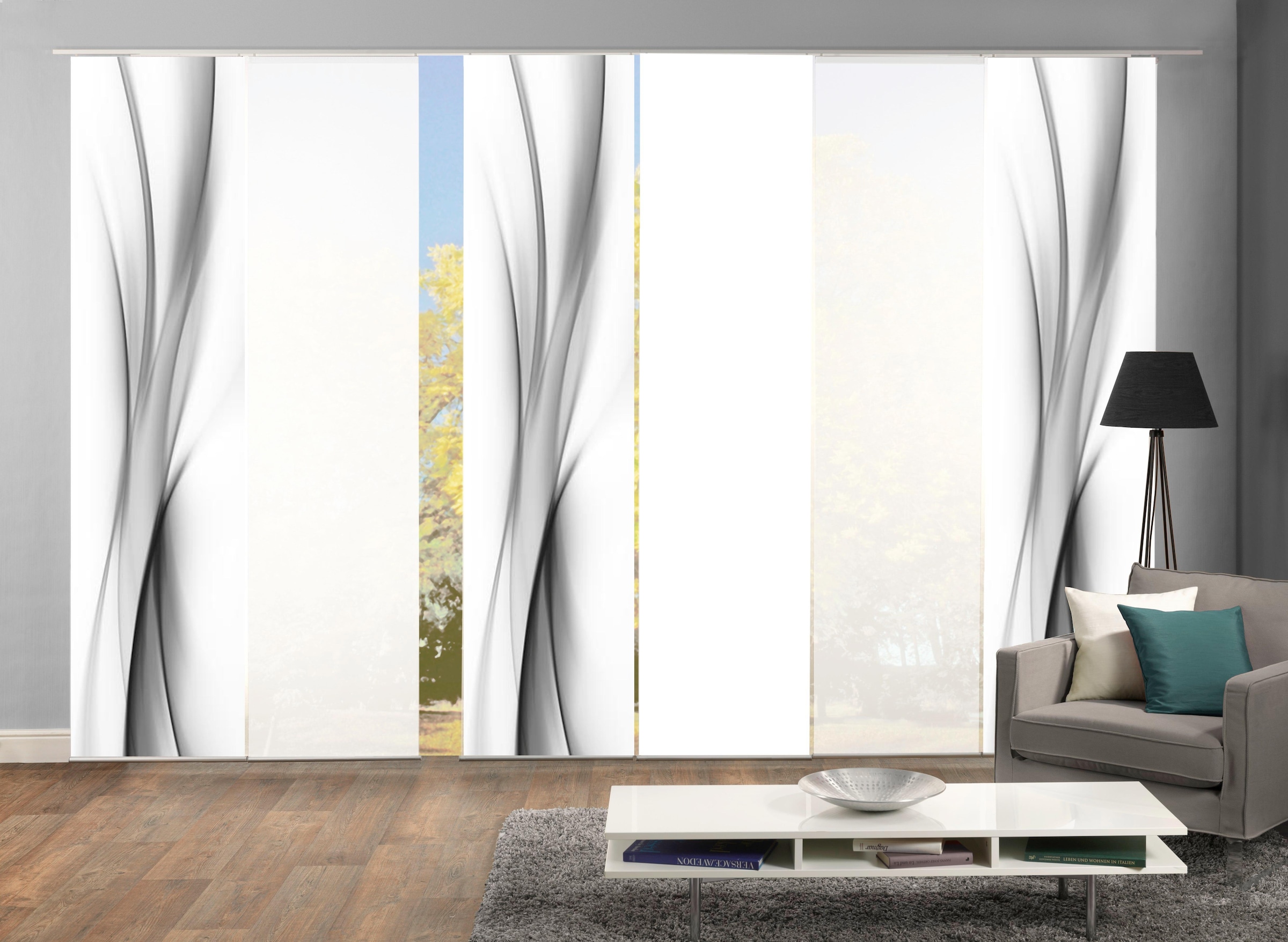 HOME WOHNIDEEN Schiebegardine »UFA« Klettband 6 Stk. tlg. HxB: 245x60, inkl günstig online kaufen