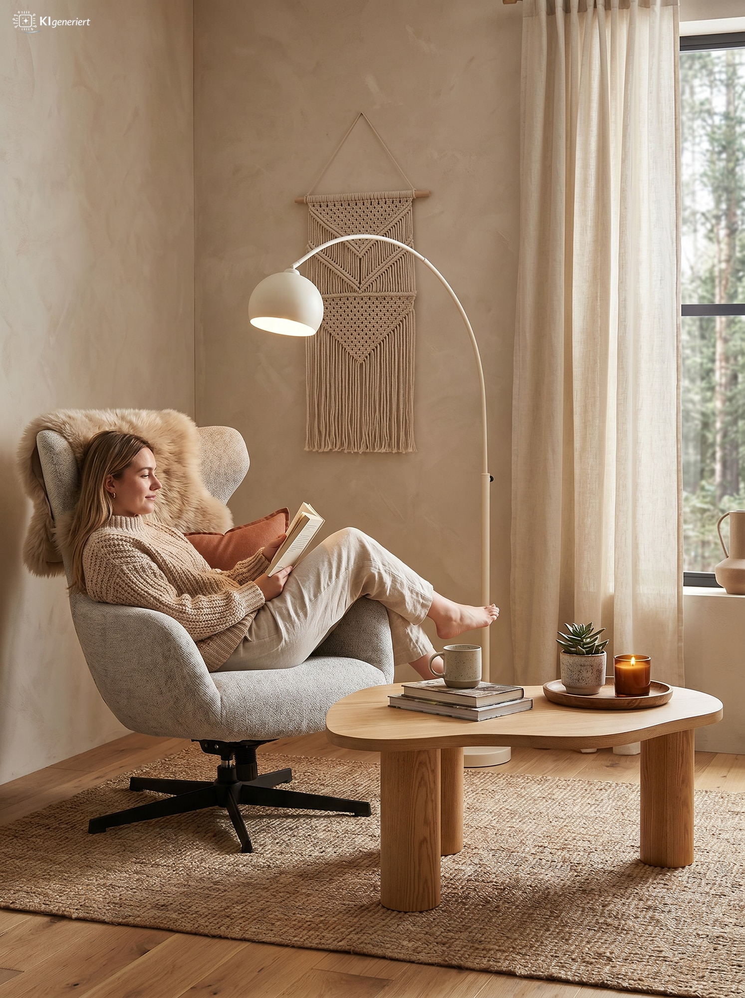 SalesFever Bogenlampe »Elegante Form mit stilvollem Metallschirm und hochwertigem Marmorfuß« E27 1 Stk. beige, Höhe 208 cm, mit Marmorfuß & Dimmer – zeitloses Design