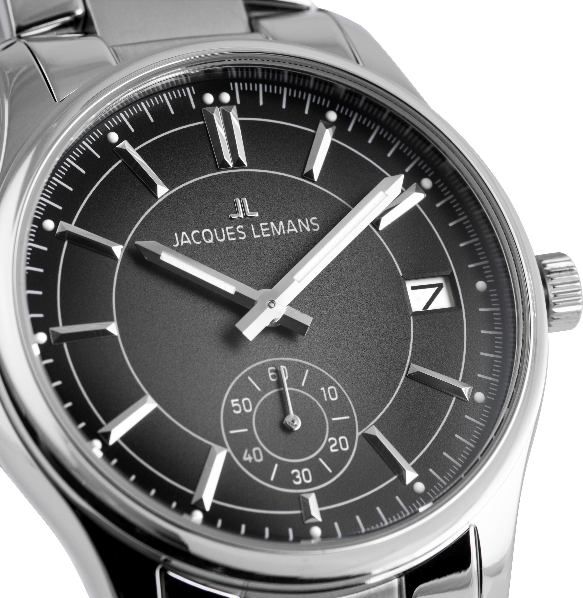 Jacques Lemans Quarzuhr »Derby«, Armbanduhr, Herrenuhr, Edelstahlarmband, analog, Tag, kleine Sekunde
