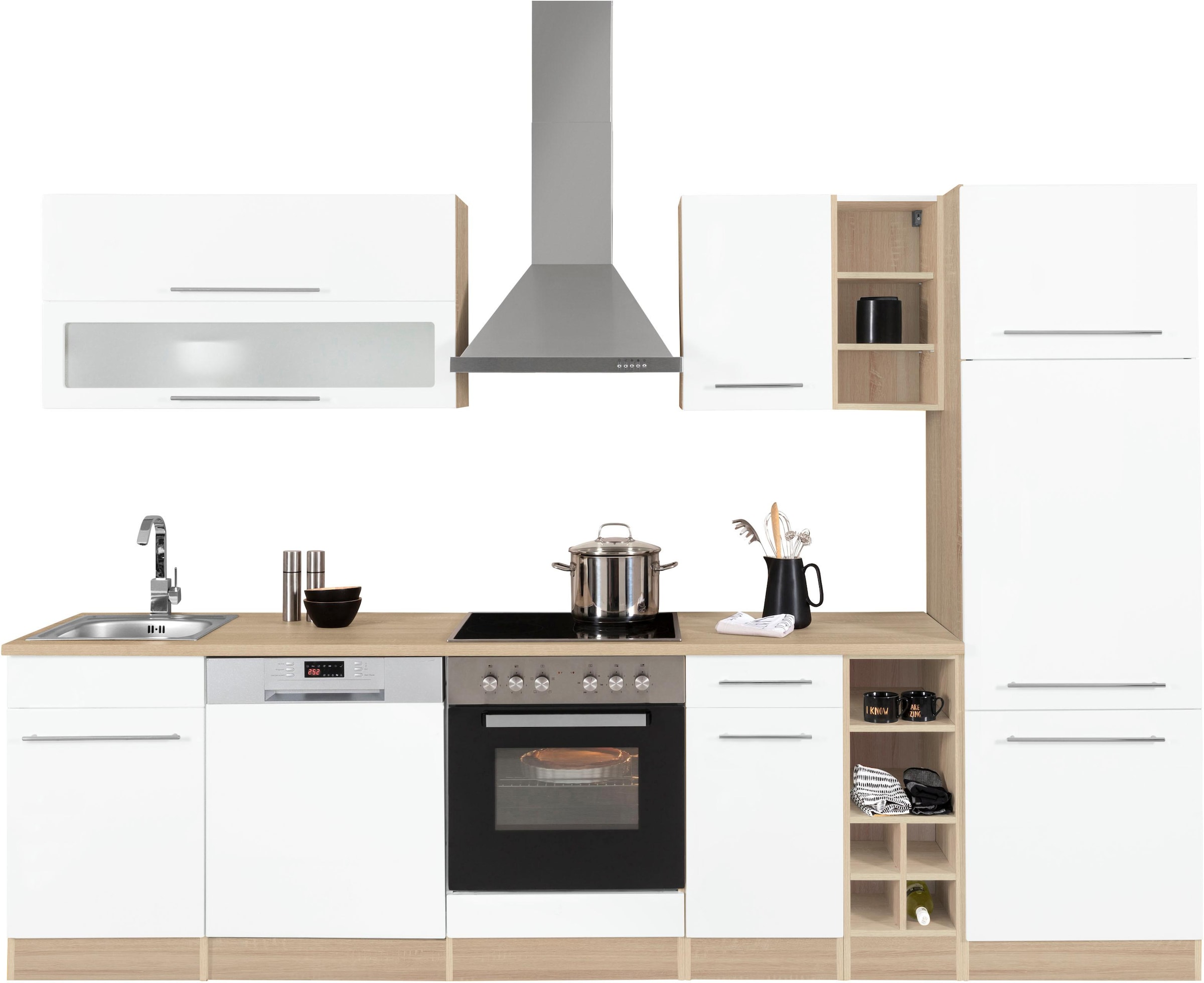 KOCHSTATION Küchenzeile »KS-Eton« mit E-Geräten, Breite 300 cm