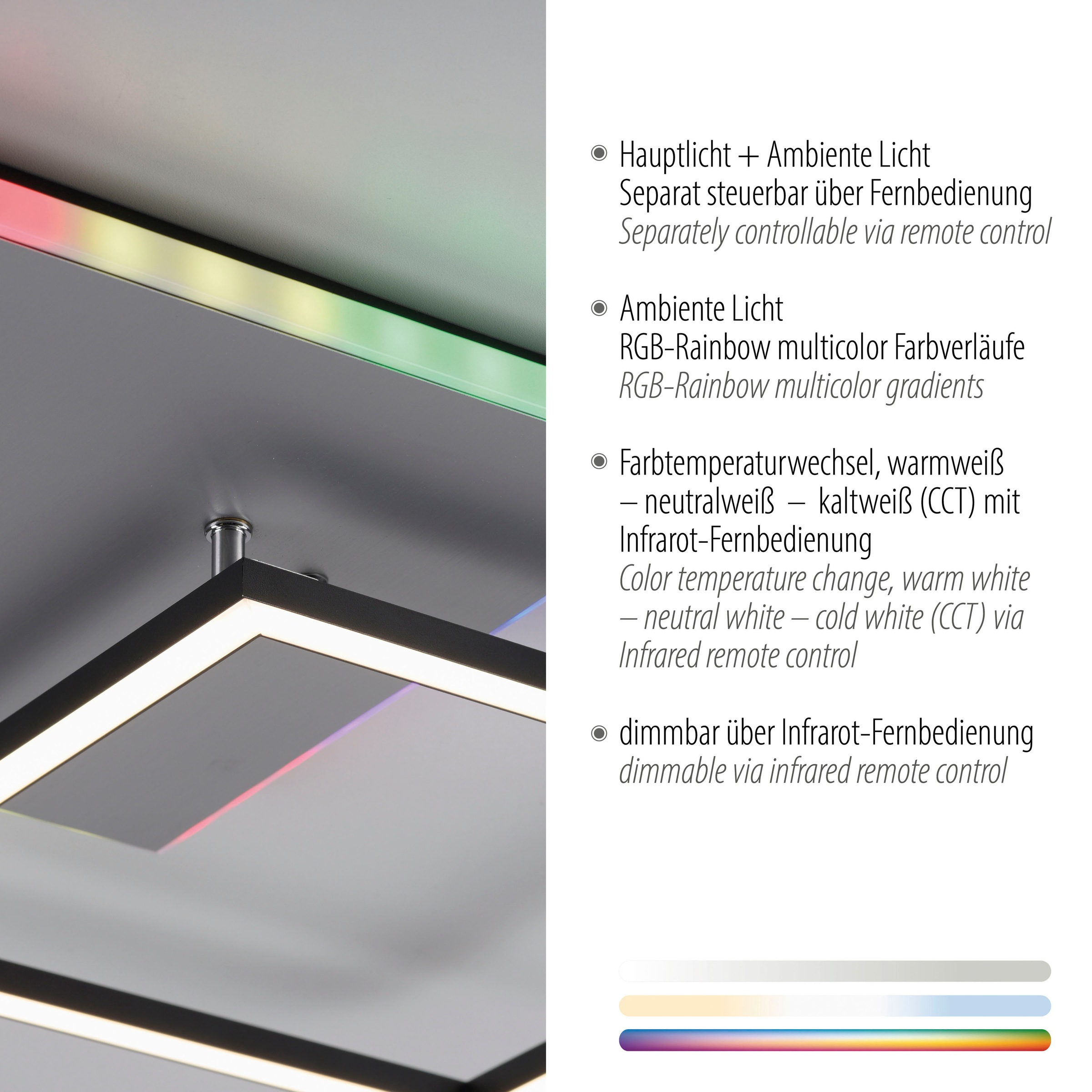 JUST LIGHT LED Deckenleuchte »RENDA«, 2 flammig, Leuchtmittel LED-Board-LED-Board | LED fest integriert-LED fest integriert