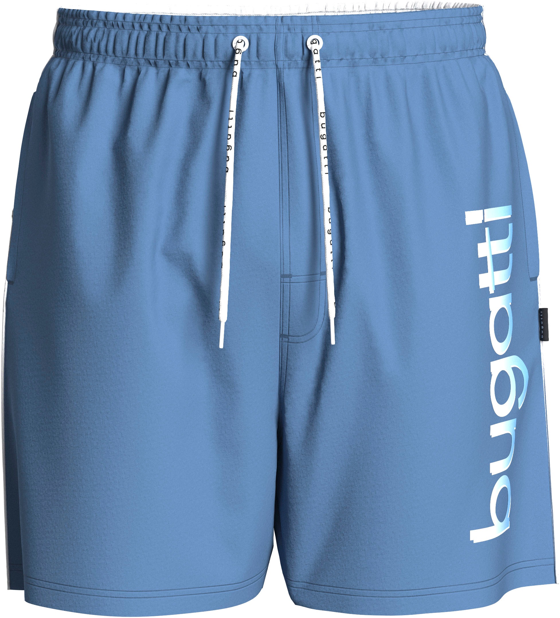 BUGATTI Badeshorts »Giovanni« mit großem Logoprint auf dem linken Bein blue XL (54/56) - N-Gr N-Gr XL (54/56) Badeshorts bugatti mit Logo-Schriftzug