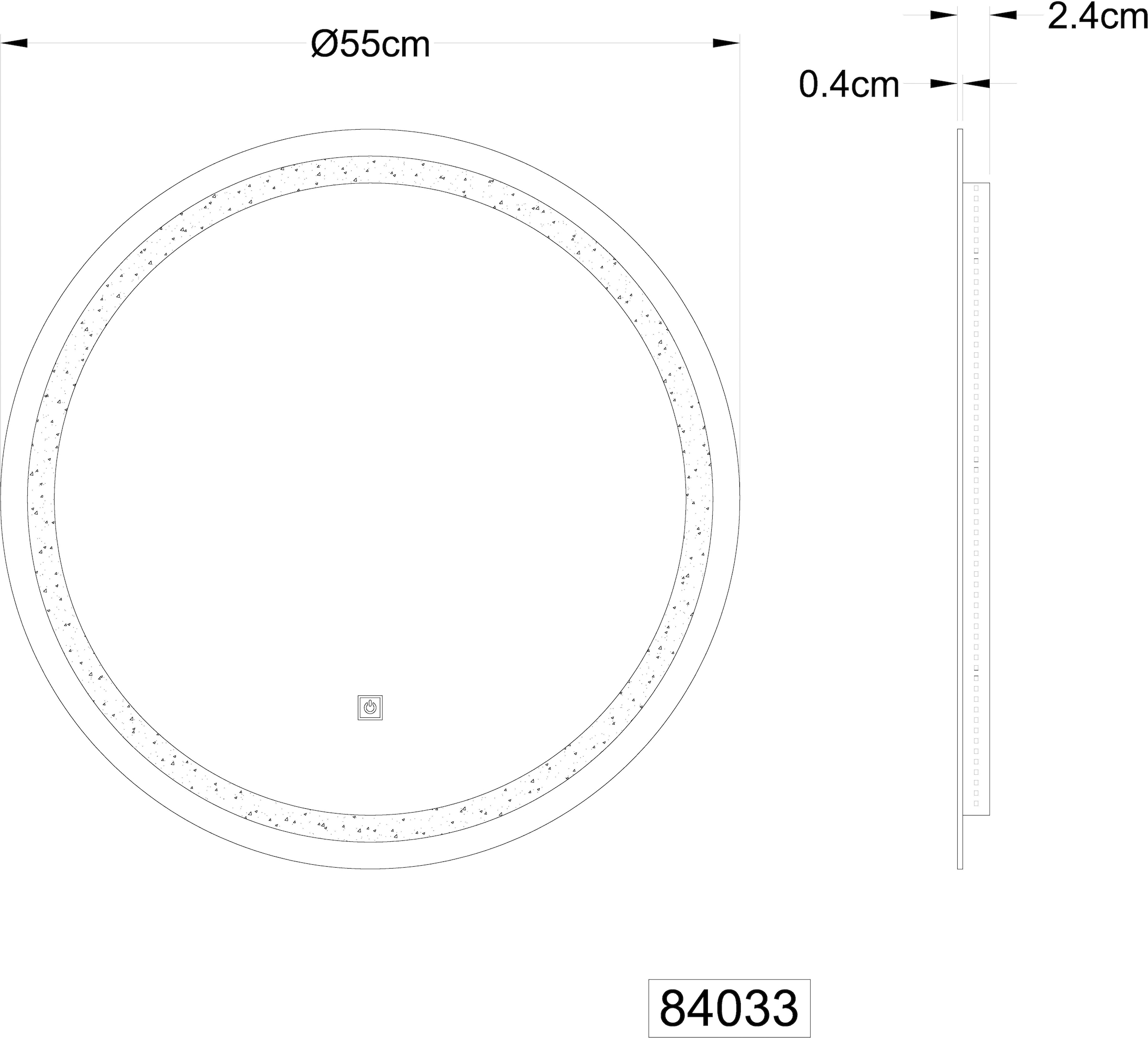 GLOBO LIGHTING LED Spiegelleuchte »RIVAS«, Leuchtmittel LED-Modul | LED fest integriert, Spiegel/Touch Ein/Aus/Memoryfunktion/ ø: 550mm