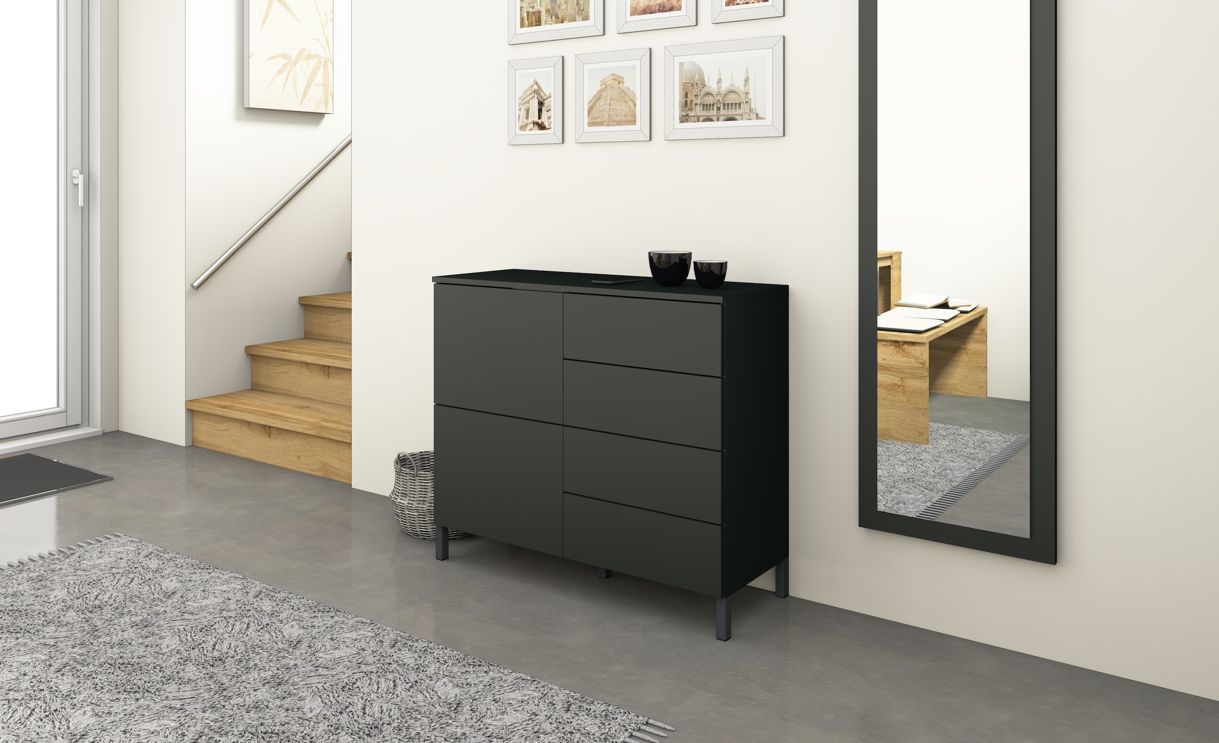 borchardt Möbel Kommode, Drucköffner (Push-To-Open), höhenverstellbare Einlegeböden