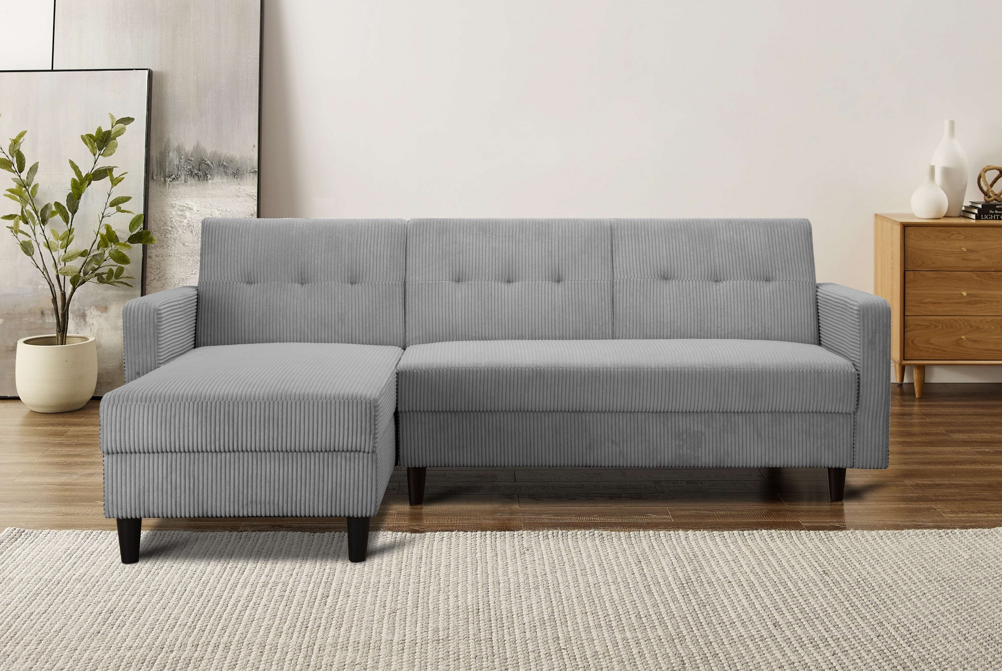 Dorel Home Ecksofa »Hartford, L-Form,«, mit Bettfunktion und Stauraum, Recamiere beidseitig montierbar