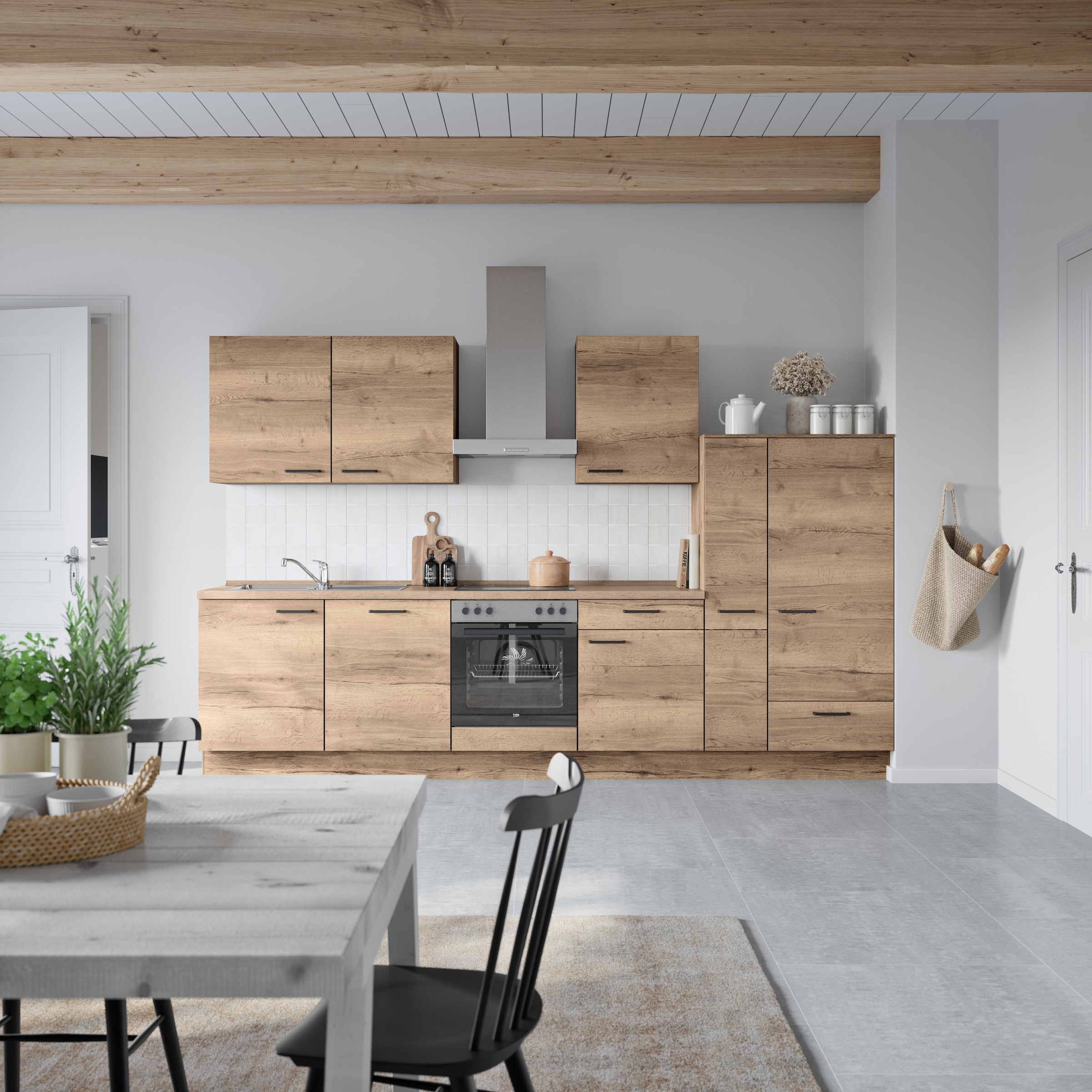 nobilia® Küchenzeile »"Structura I"«, vormontiert, Ausrichtung wählbar, Breite 330 cm, wahlw. mit E-Geräten