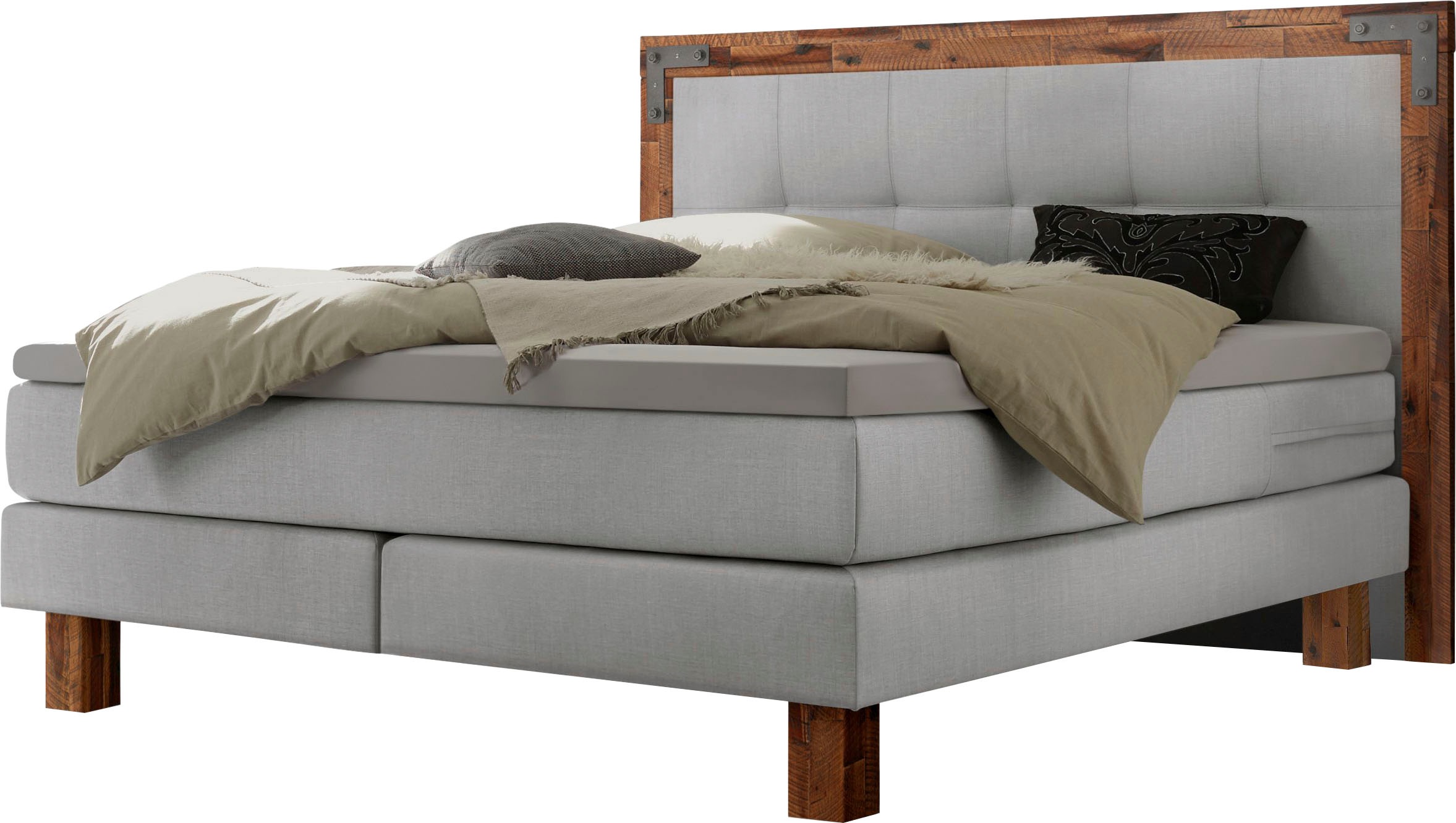 HASENA Boxspringbett Memphis, im Vintagelook, Massivholz-Umrandung, Tonnent günstig online kaufen