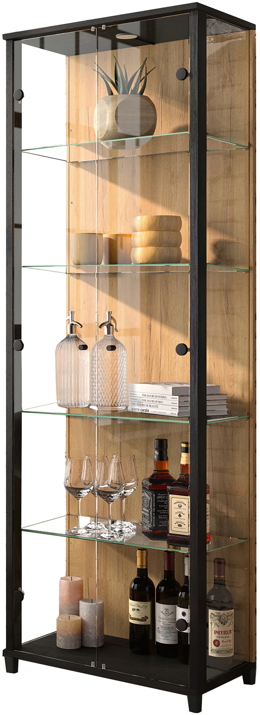 fif möbel Vitrine »OPTIMA«, Standvitrine, Vitrinenschrank, Glasvitrine, Sammlervitrine, LED