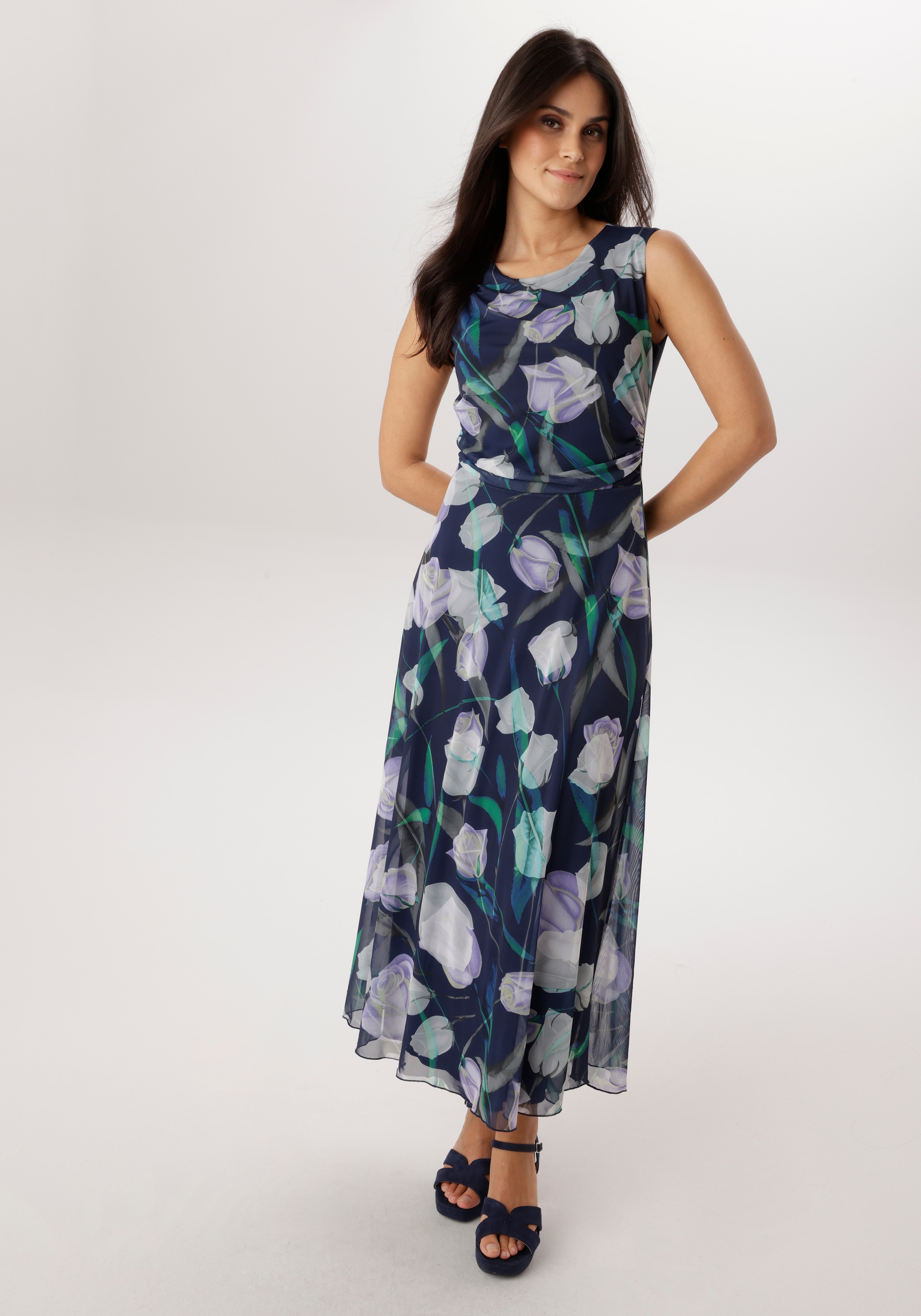 Aniston SELECTED Midikleid in Mesh-Qualiät und floralem Blütendruck - NEUE KOLLEKTION