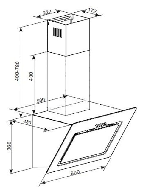 RESPEKTA Kopffreihaube »CH 22020 IXB«, Serie Numa, 60 cm, 3 Leistungsstufen, LED-Beleuchtung, Ab- und Umluftfähig