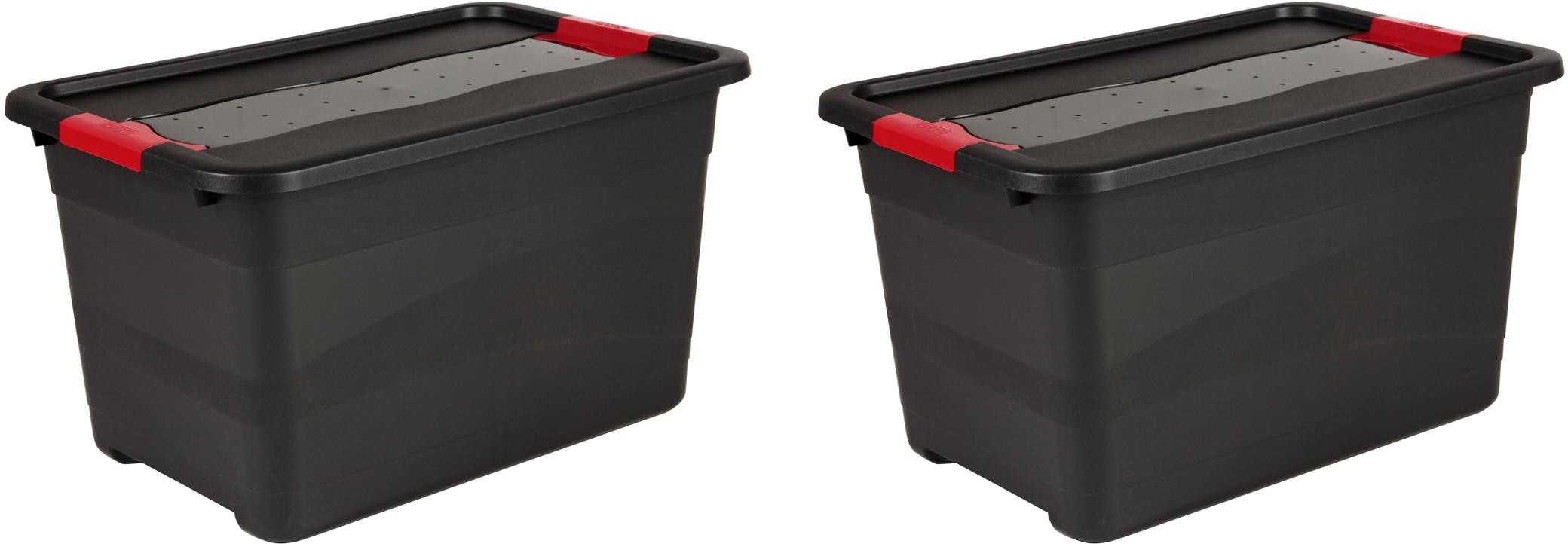 KEEEPER Transportbehälter »eckhart« 39, 5 cm breit 34 cm hoch 59, 5 cm lang Set, 2 Stk. tlg. je 52 Liter, mit Deckel, Schiebeverschluss, extra...