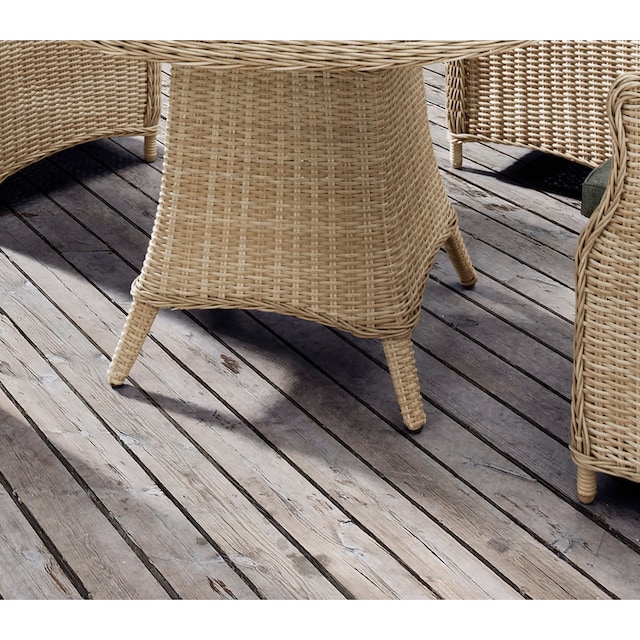 Destiny Gartentisch »LUNA Tisch«, Polyrattan, Ø 120x75 cm, mit aufgelegter  Glasplatte, natur meliert online kaufen