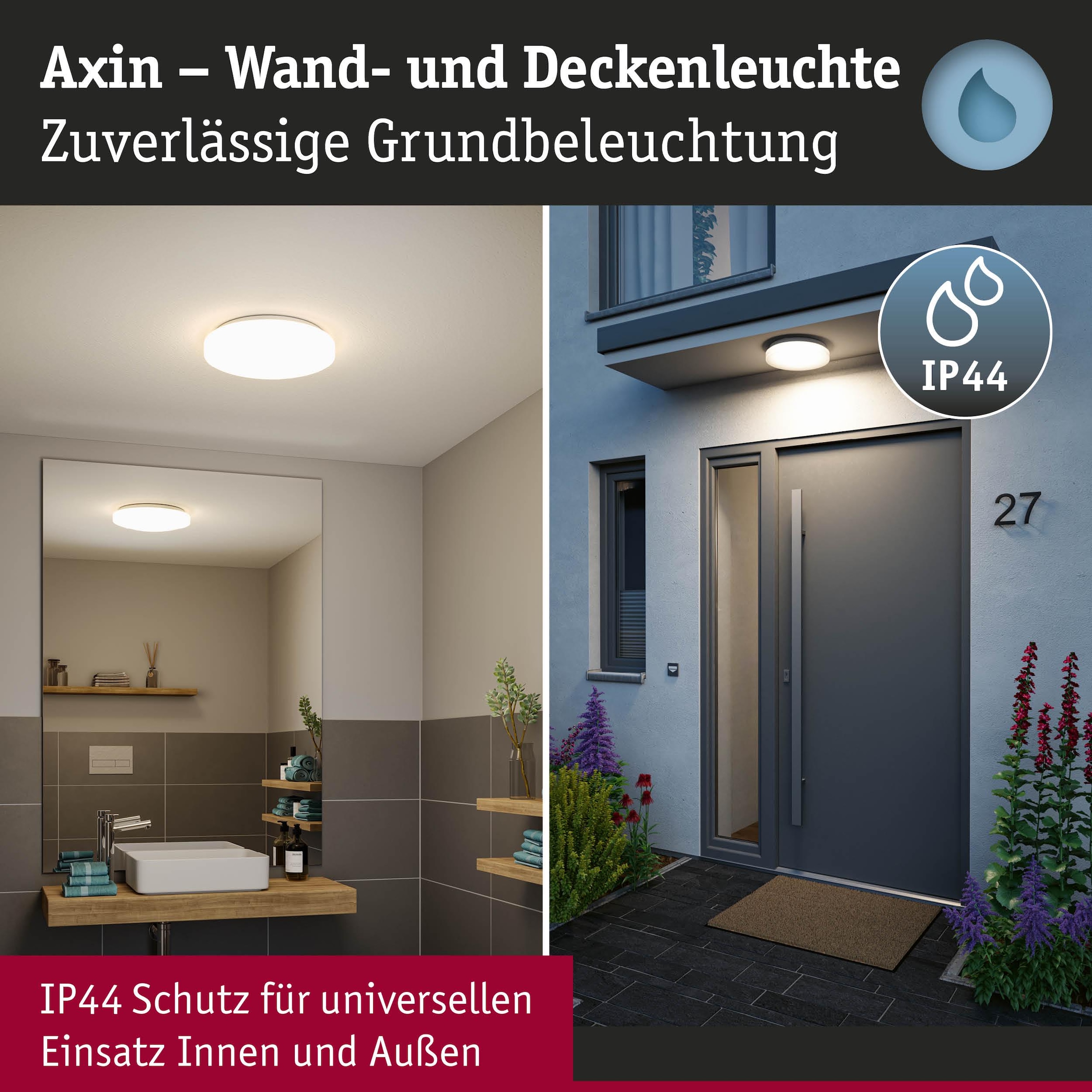 Paulmann Deckenleuchte »Axin IP44 E27 230V max. 2x18W Weiß« E27 1 Stk. dimmbar
