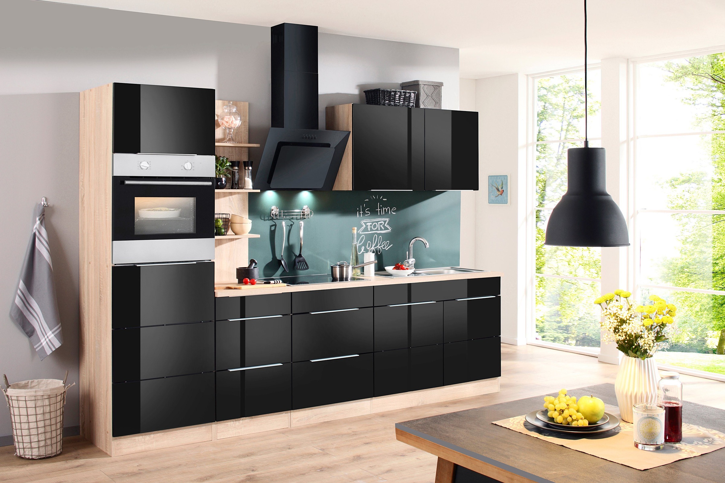KOCHSTATION Küchenzeile »KS-Brindisi Breite 270 cm«, wahlweise mit E-Geräten und Induktion, mit MDF-Fronten und Regal