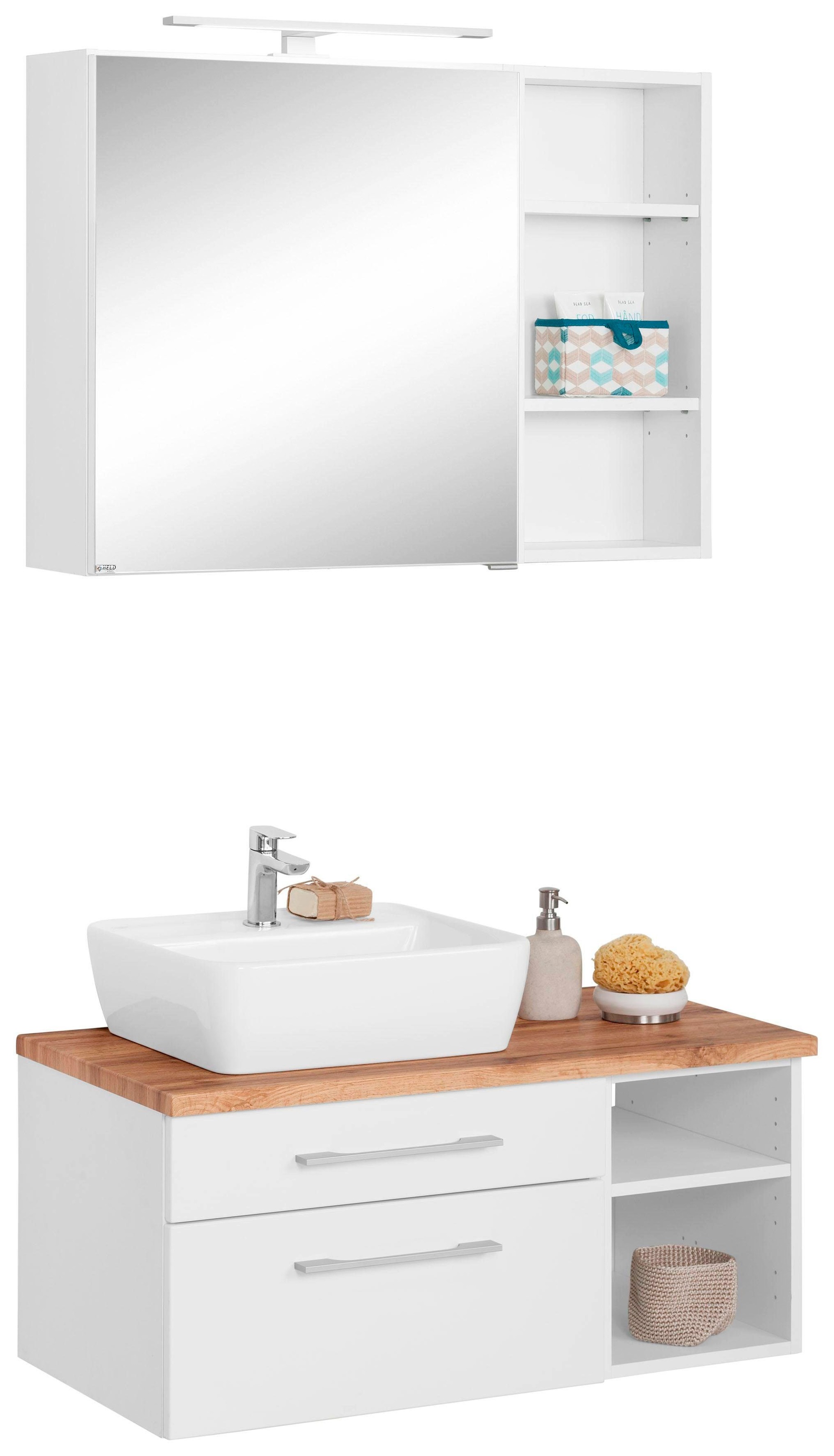 welltime Badmöbel-Set »Davos« 3 Stk. tlg. Spiegelschrank, Regal und Waschti günstig online kaufen