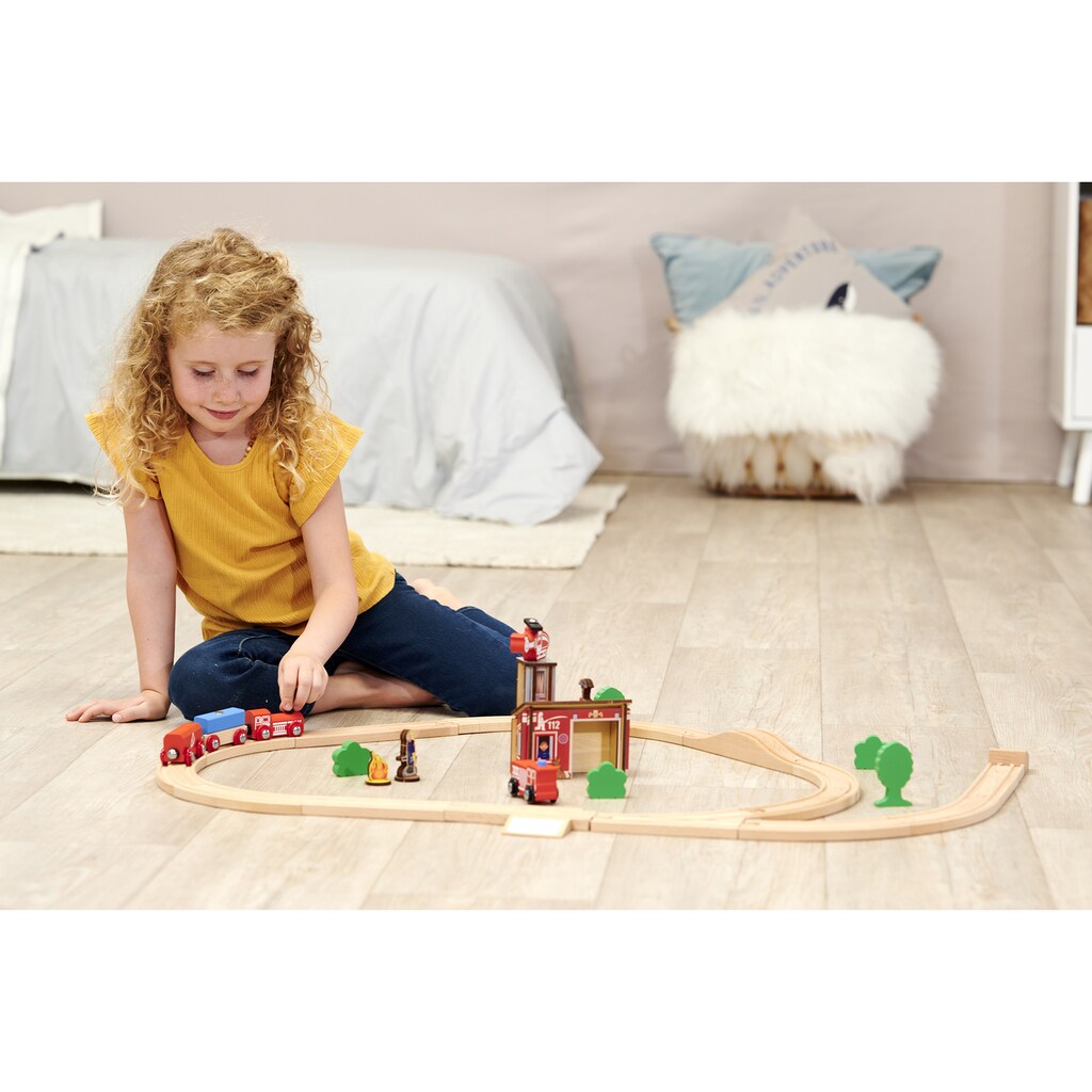 Eichhorn Spielzeug-Eisenbahn »Holzspielzeug, Feuerwehr«, (Set, 33 tlg.)