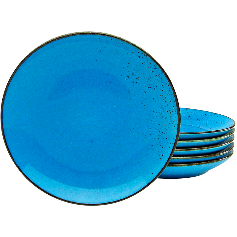 CREATABLE Dessertteller »Essteller NATURE COLLECTION« Teller Set für 6 Personen, Ø 21 cm, Steinzeug mittelblau