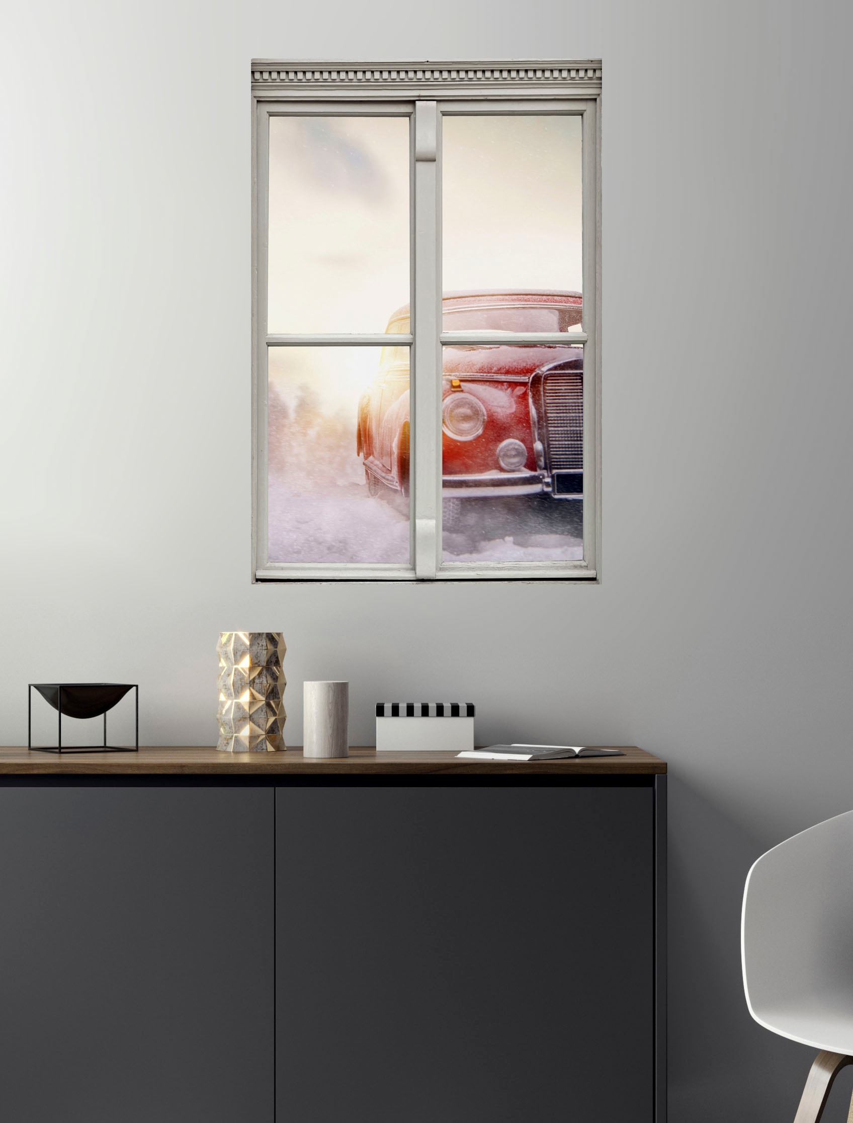 queence Wandsticker »Auto«, Wandsticker, Wandbild, selbstklebend, 3D, Fenster