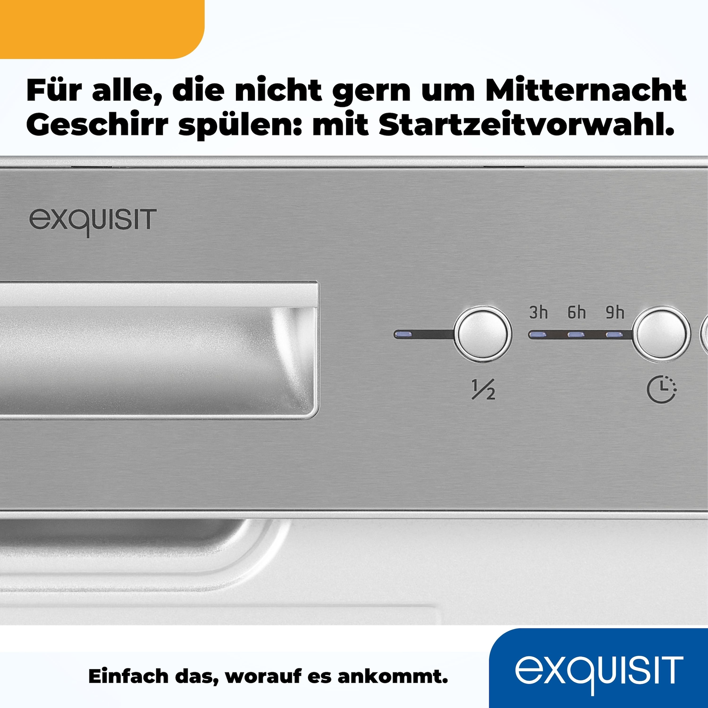 exquisit teilintegrierbarer Geschirrspüler »EGSP6012-EB-030E inox«, 12 Maßgedecke