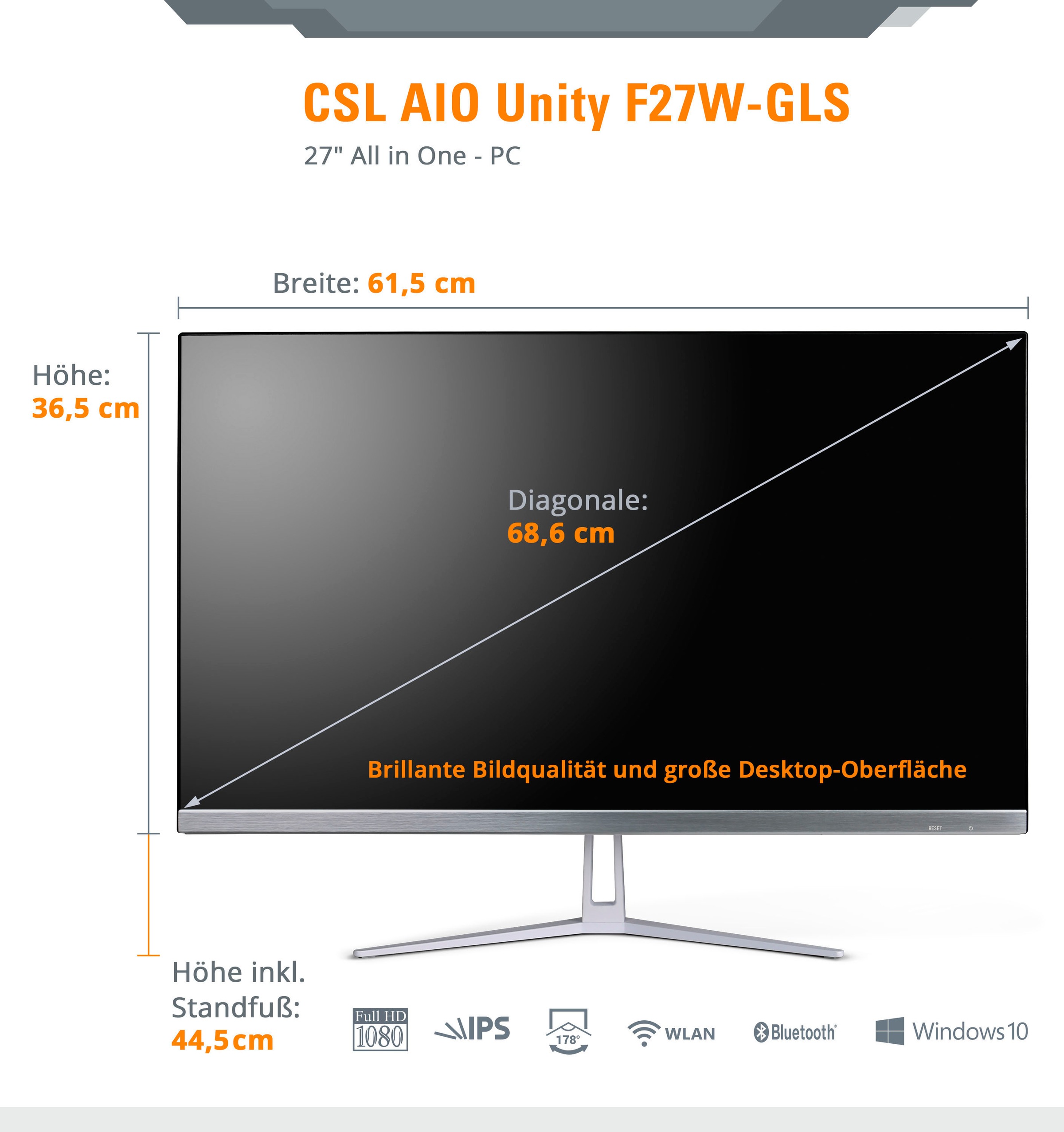 CSL All-in-One PC »Unity F27-GLS mit Windows 10 Pro«