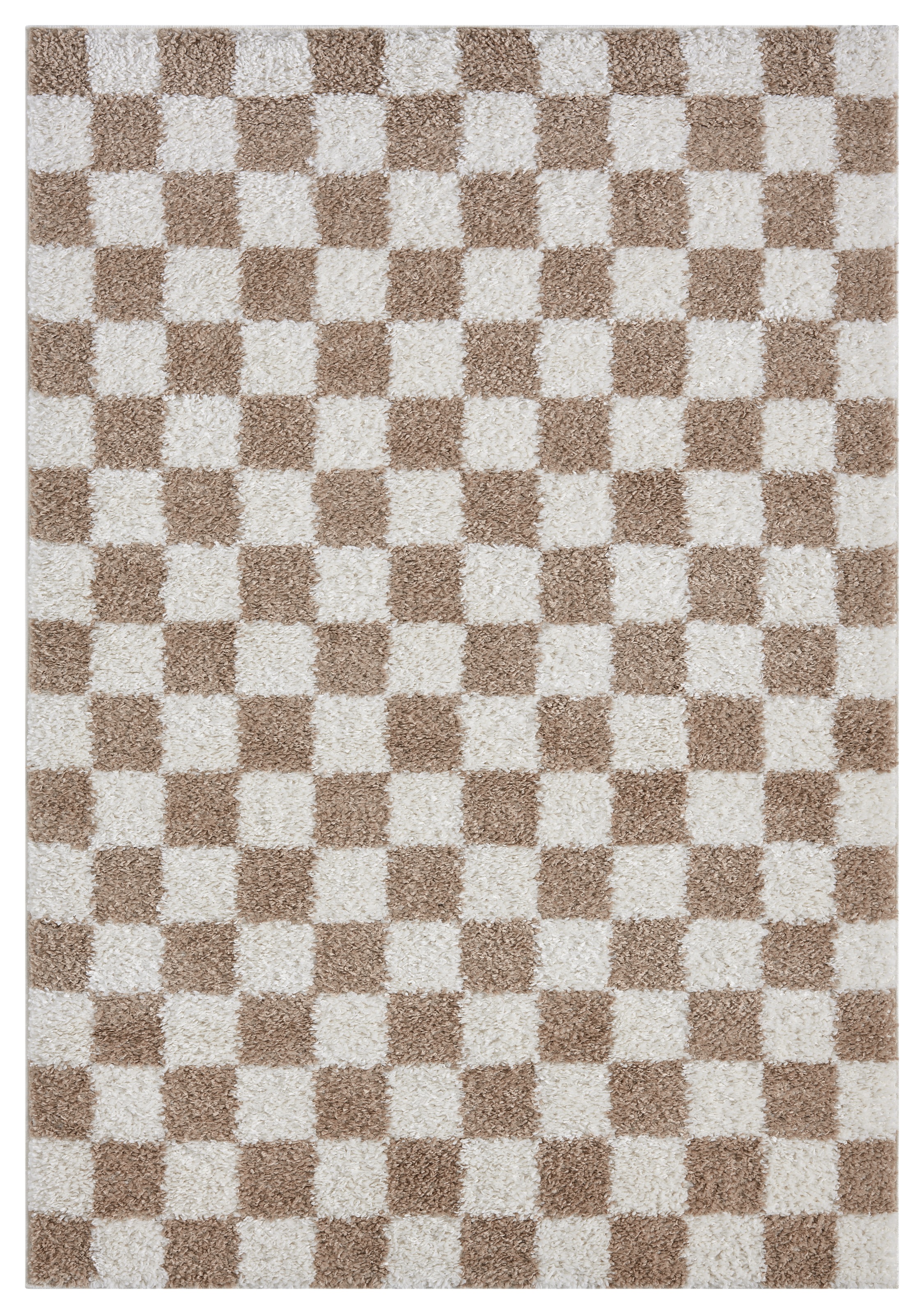 OTTO home Hochflor-Teppich »Kiiki«, rechteckig, 30 mm Höhe, Kariert, auffälliges Schachbrettmuster, Wohnzimmer, Schlafzimmer