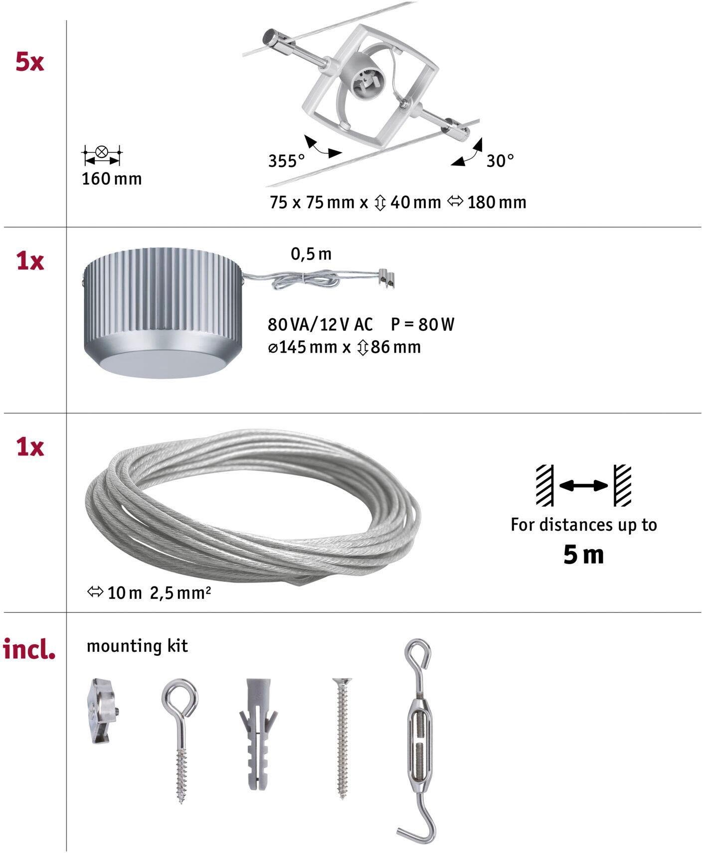 Paulmann LED Deckenleuchte »Mac II«, 5 flammig, Leuchtmittel GU 5,3 | ohne Leuchtmittel, GU 5,3