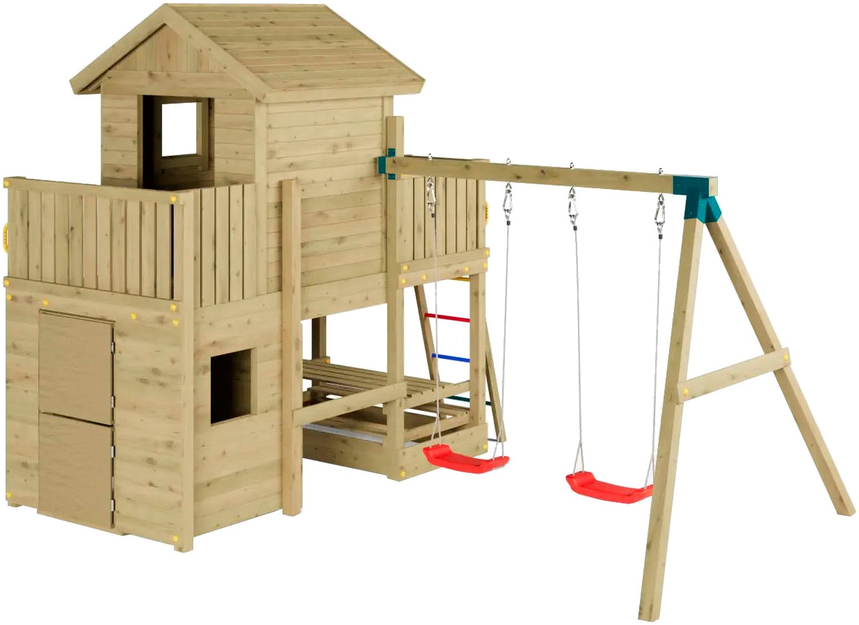 FUNGOO Spielturm »Multifort, mit Haus, Veranda, Rutsche und Schaukel«, Made in Europe