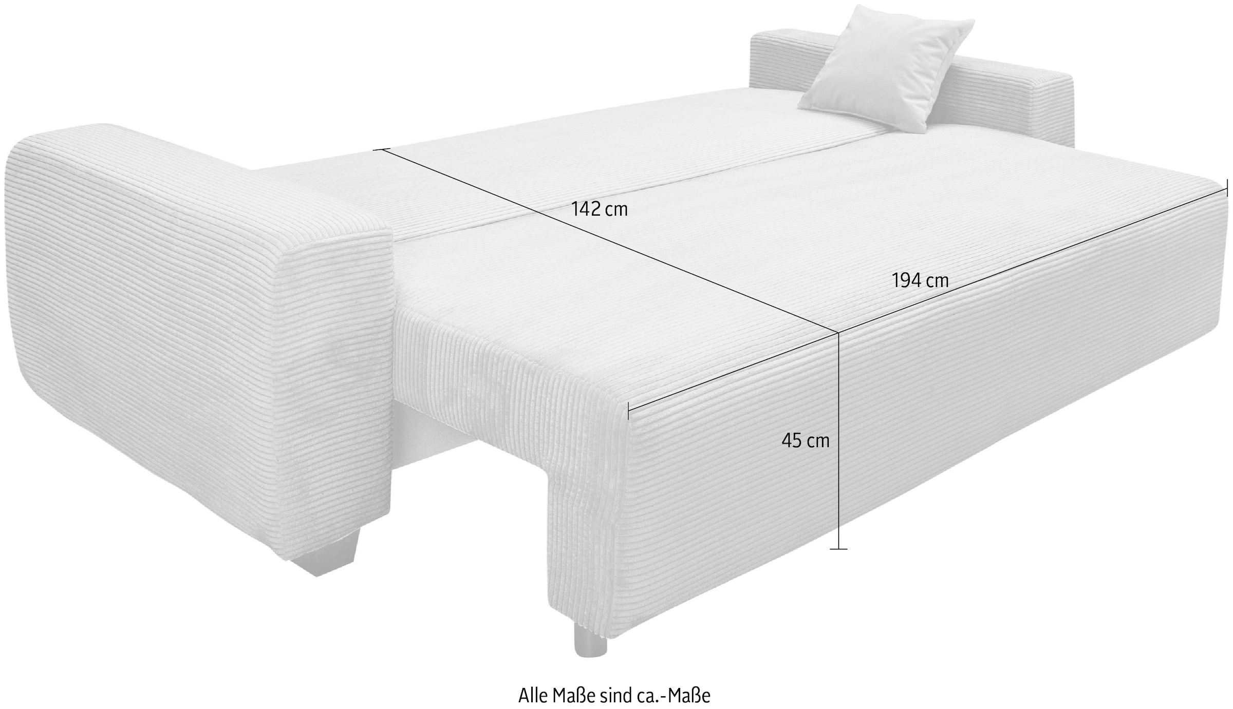 OTTO home Schlafsofa »Bella mit Bettkasten, Gästebett 142x194, in 3 Qualitäten, inkl. Kissen« CLASSIC - Bonnellfedern ohne Topper - ideal als Gästebett