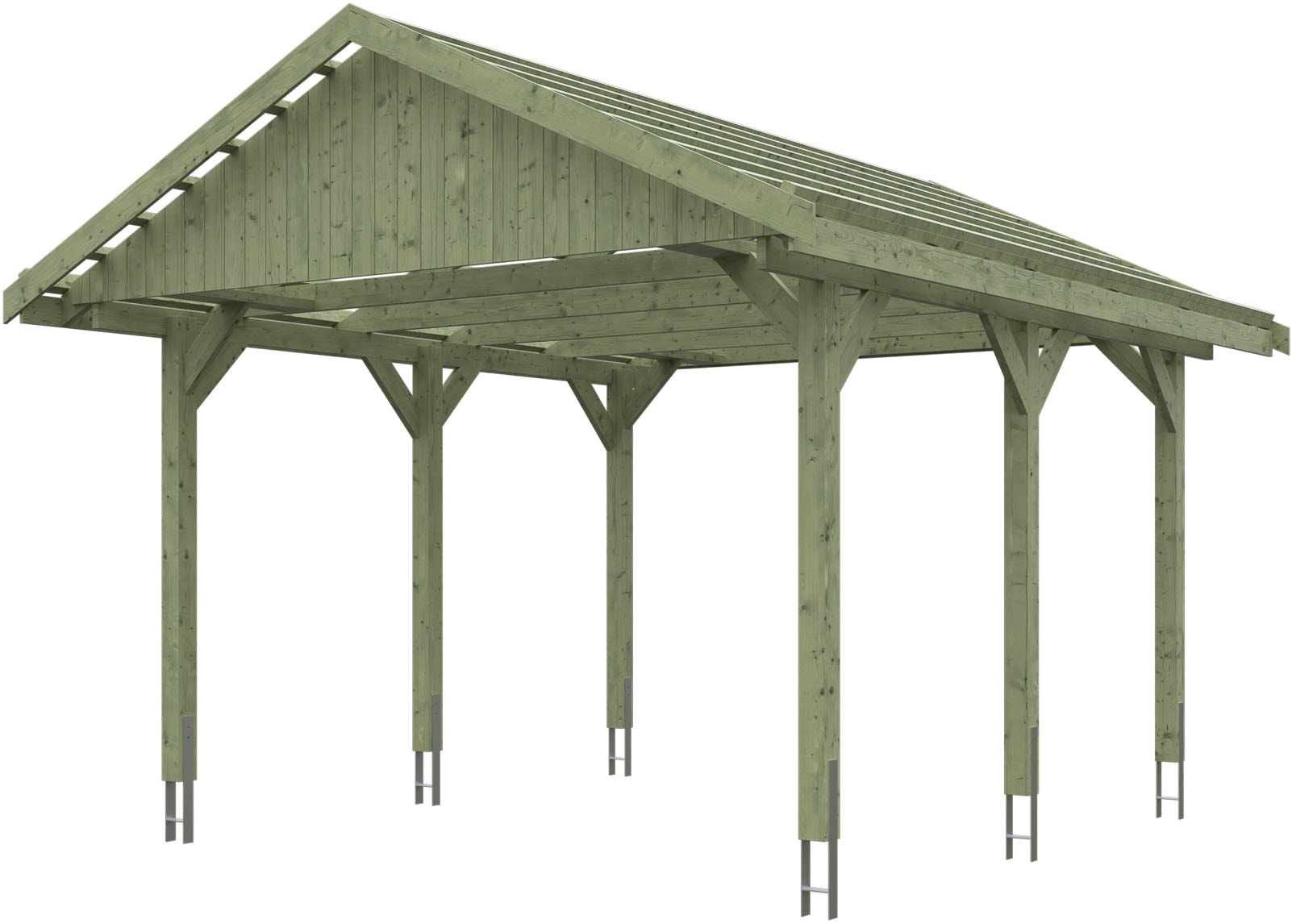 Skanholz Einzelcarport »Wallgau«, Nadelholz, 340 cm, Grün, 430x500cm, mit Dachlattung