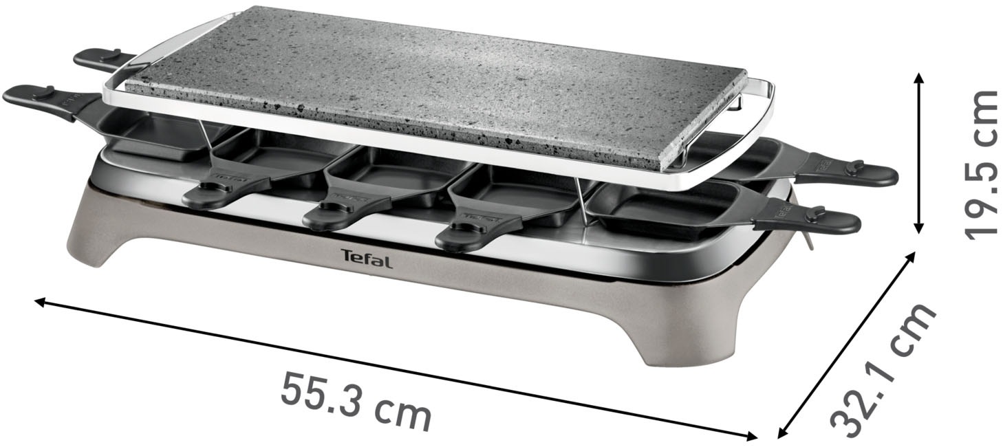 Tefal Raclette »Pierrade, Naturstein, spülmaschinengeeignete Pfännchen«, 10 St. Raclettepfännchen, 1350 W, Abnehmbares Kabel, inkl. Schaber, PR457B