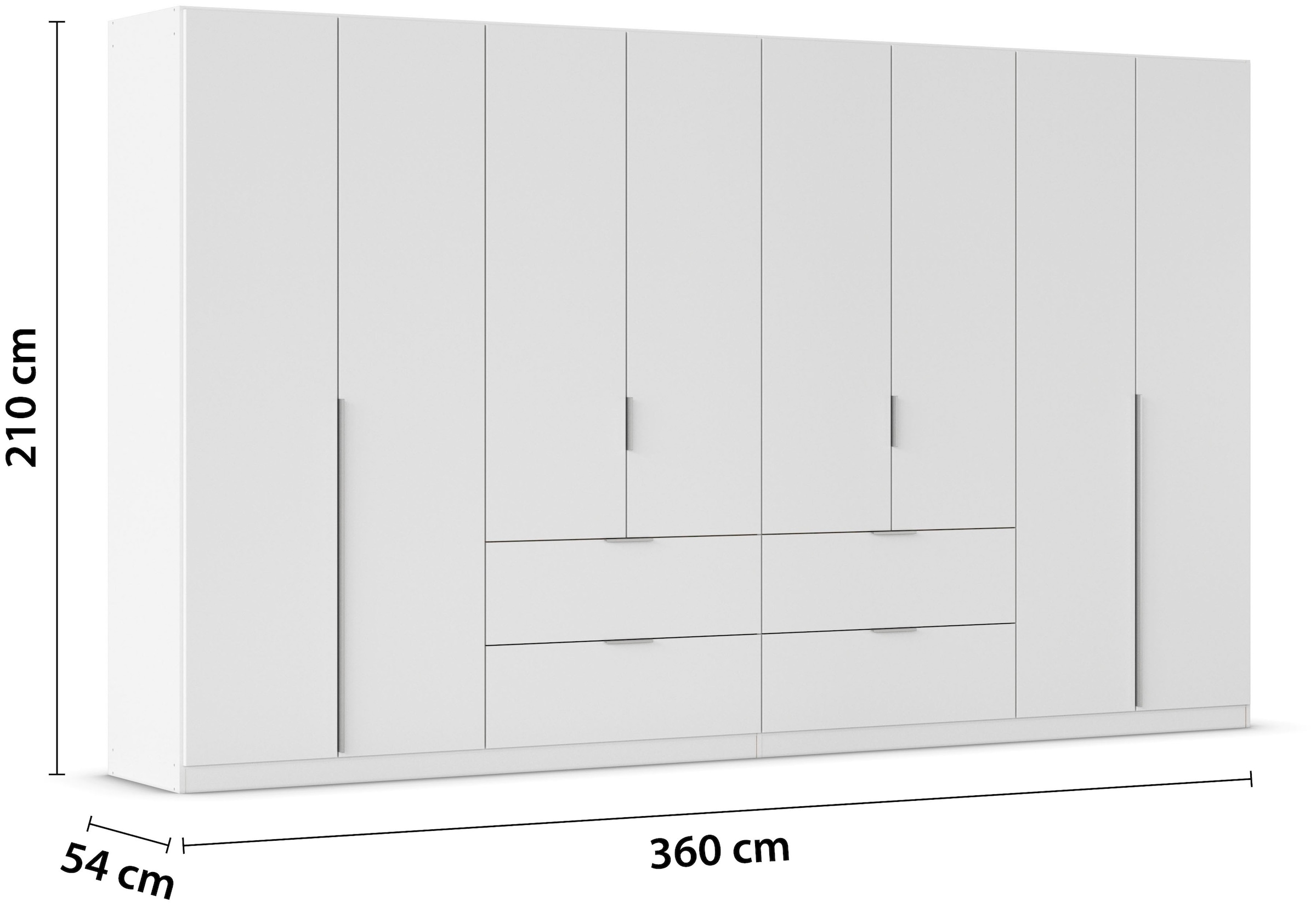 OTTO home Drehtürenschrank »Kleiderschrank Schrank Garderobe AGORDO mit Dekor- oder Hochglanzfront« in zwei Griff-Farben, Breite 360 cm,  mit Außenschubkästen, Serie in 7 Breiten und 2 Höhen MADE IN GERMANY