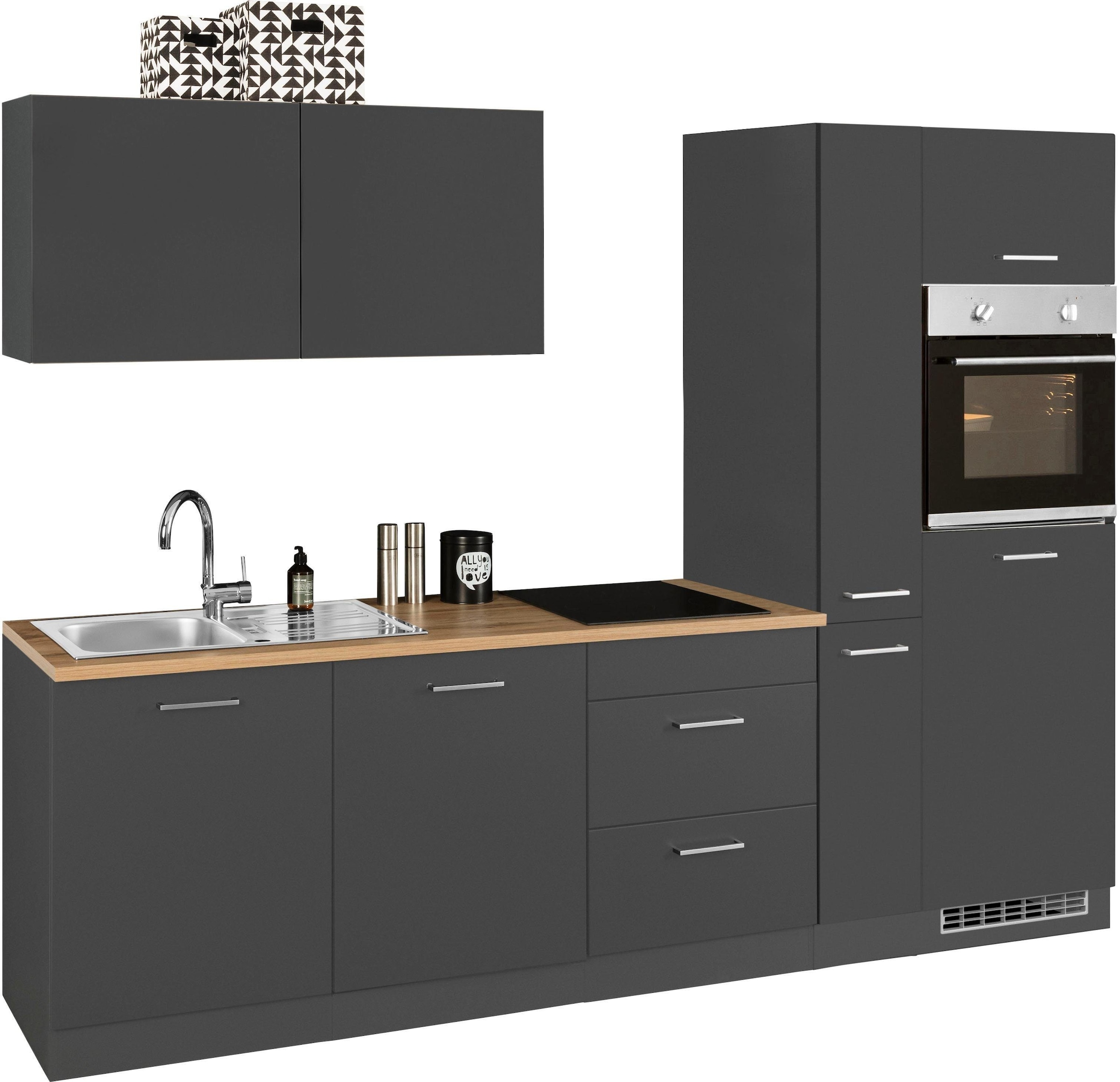 KOCHSTATION Küchenzeile »KS-Kehl«, ohne E-Geräte, Breite 270 cm, für Kühlschrank