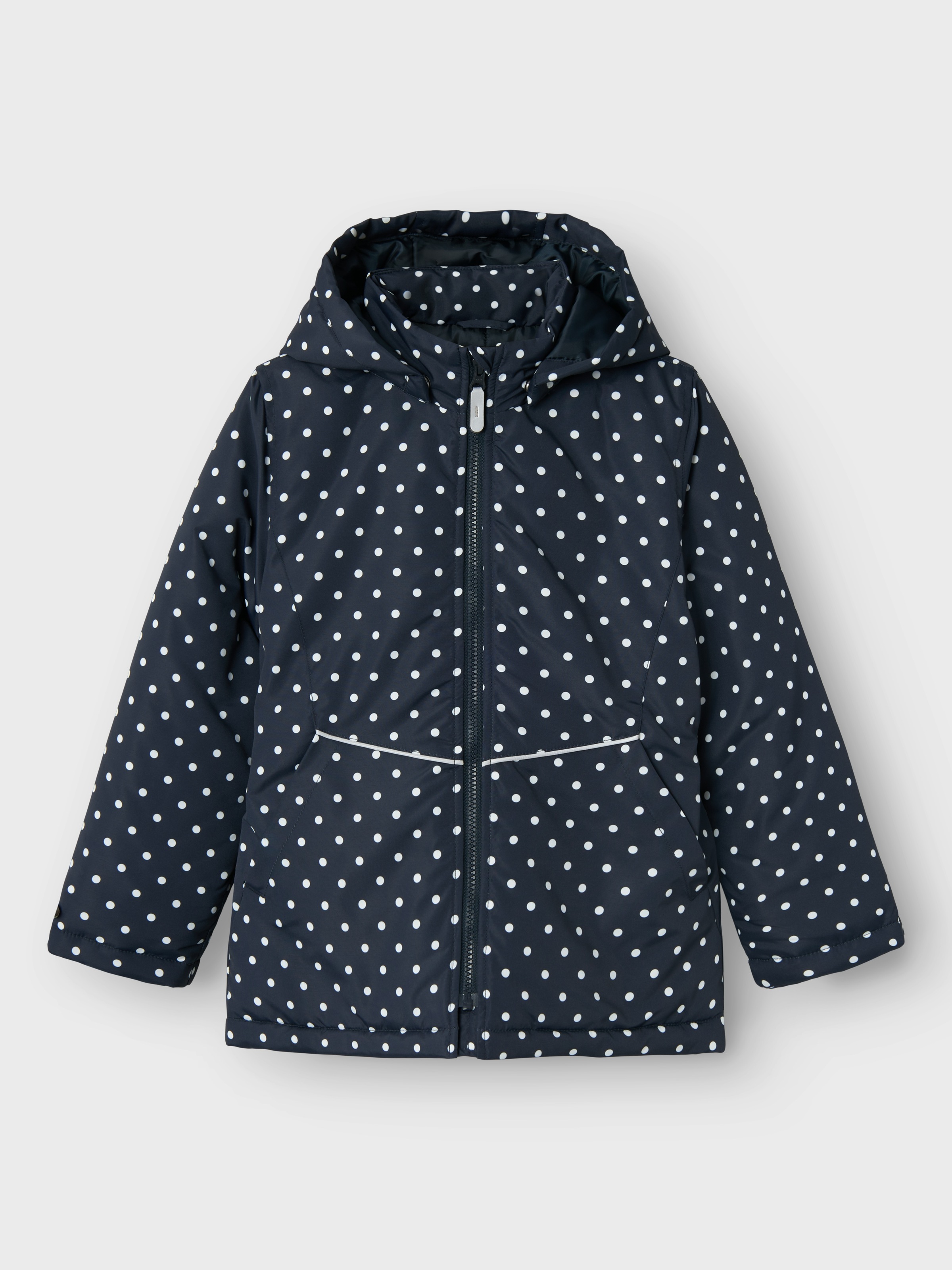 NAME IT Outdoorjacke »NKFMAXI JACKET AOP« mit Kapuze mit reflektierenden Details Dark Sapphire AOP:DOT 140 140 Jacke von Name it für Mädchen