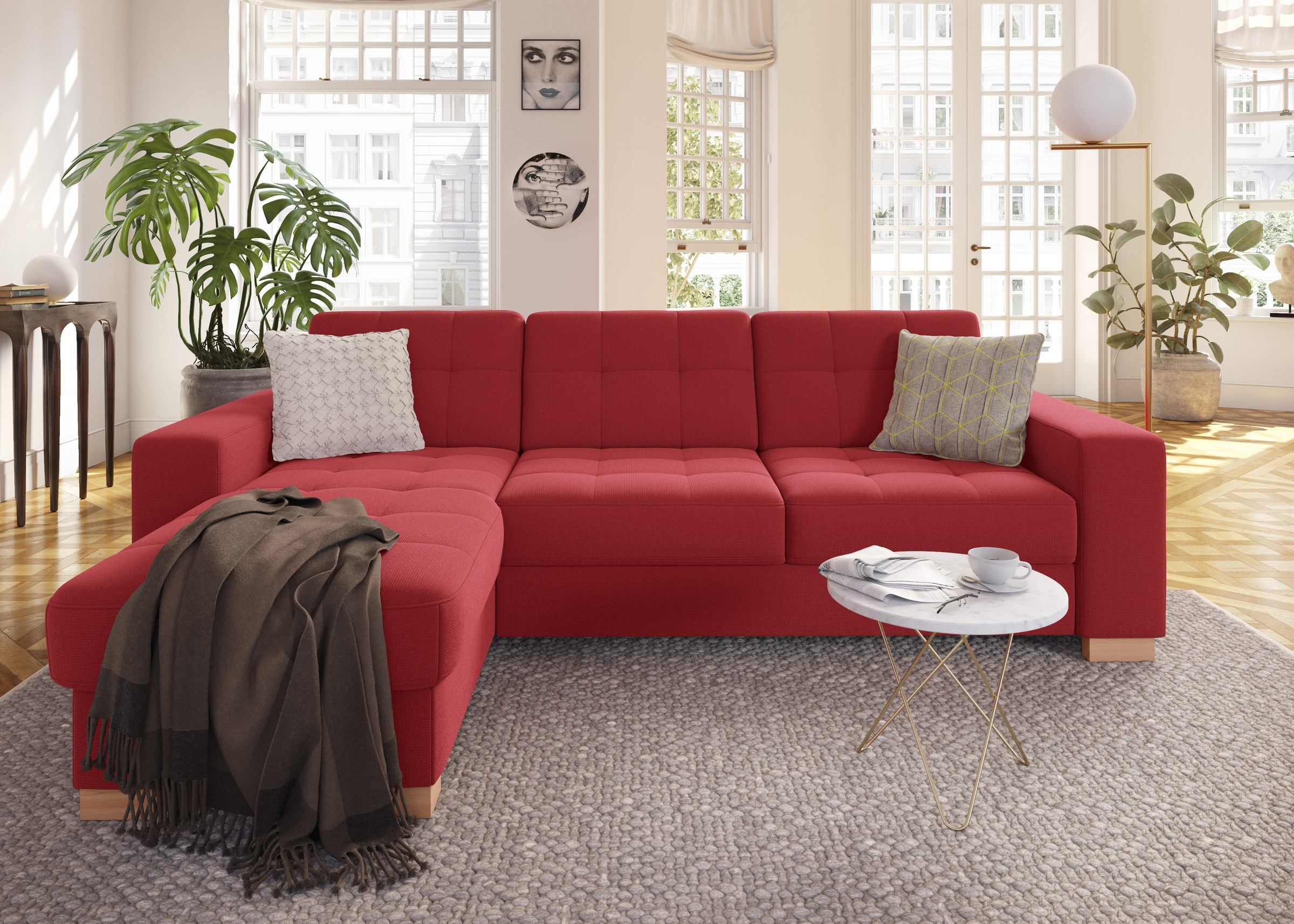 sit&more Ecksofa »Quincy L-Form«, wahlweise mit Bettfunktion und Bettkasten
