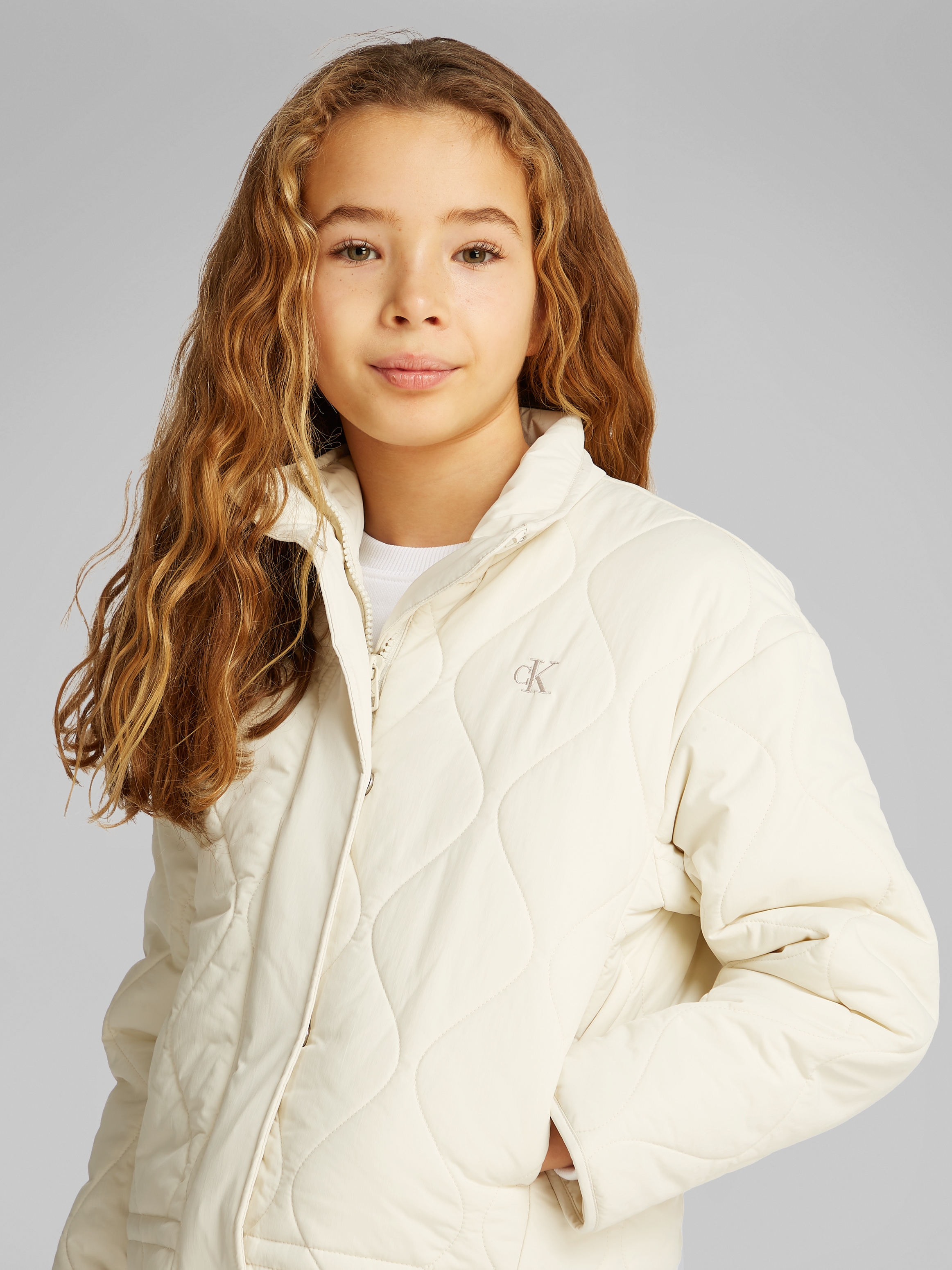 Calvin Klein Jeans Steppjacke »QUILTED JACKET«, ohne Kapuze, für Kinder bis 16 Jahre mit Logoschriftzug