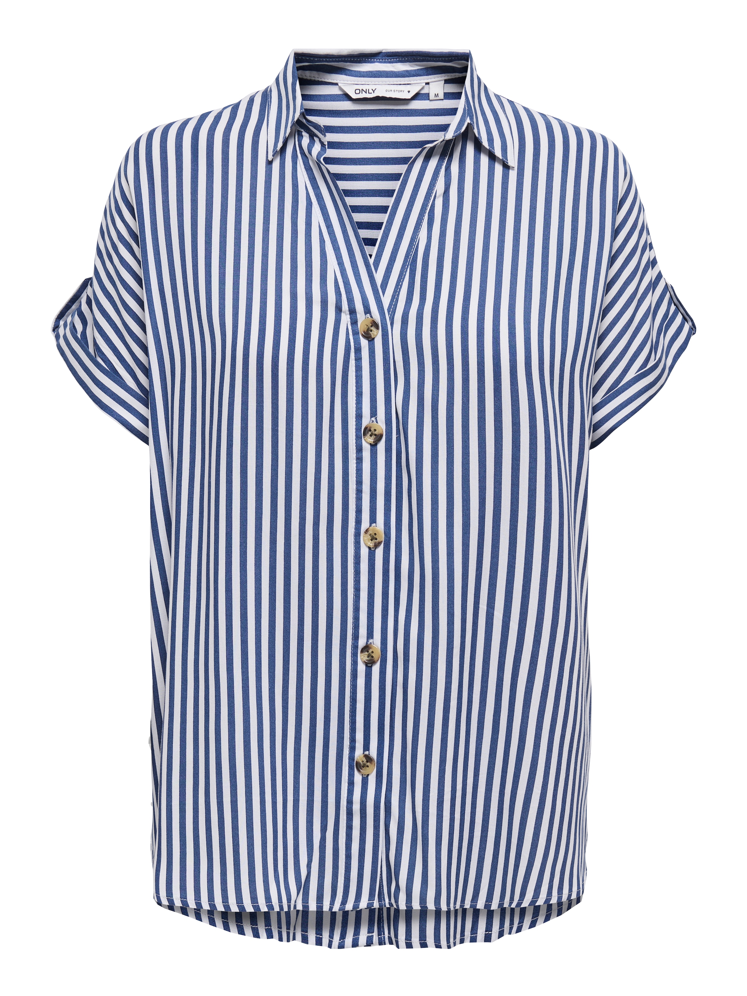 ONLY Kurzarmbluse »ONLYASMIN SHIRT S/S WVN NOOS« Viskose, hinten etwas länger geschnitten