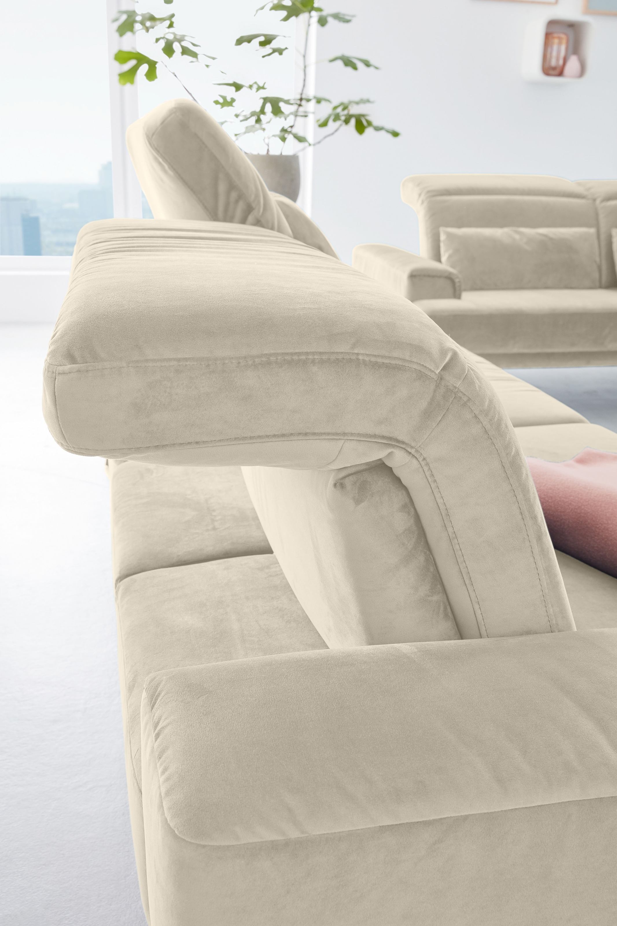 Musterring 3-Sitzer »MR 4580« inkl. Kopf- und Sitztiefenverstellung, Fuß schwarz, B228 x T103 cm