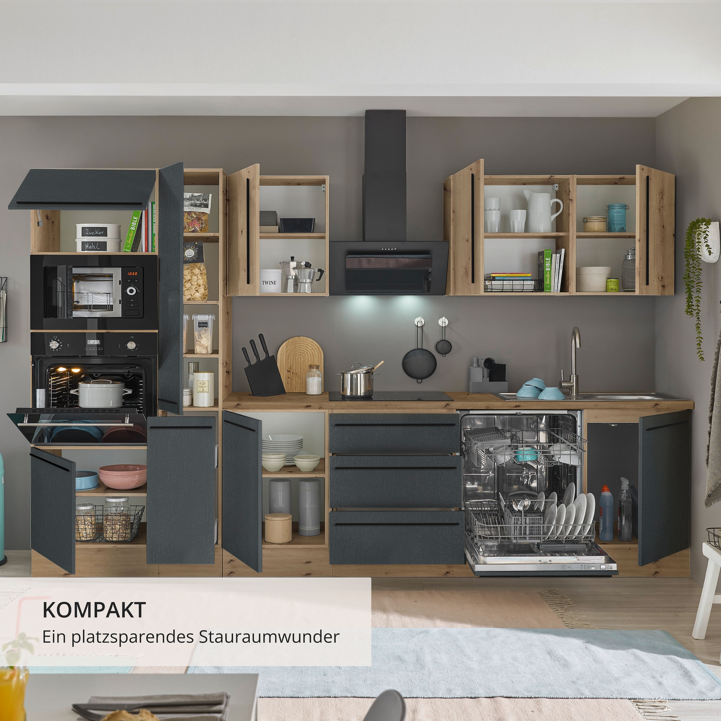 KOCHSTATION Küchenzeile »Florida« Breite 310 cm, wahlweise mit E-Geräten,Softclose für Türen/Schubkästen