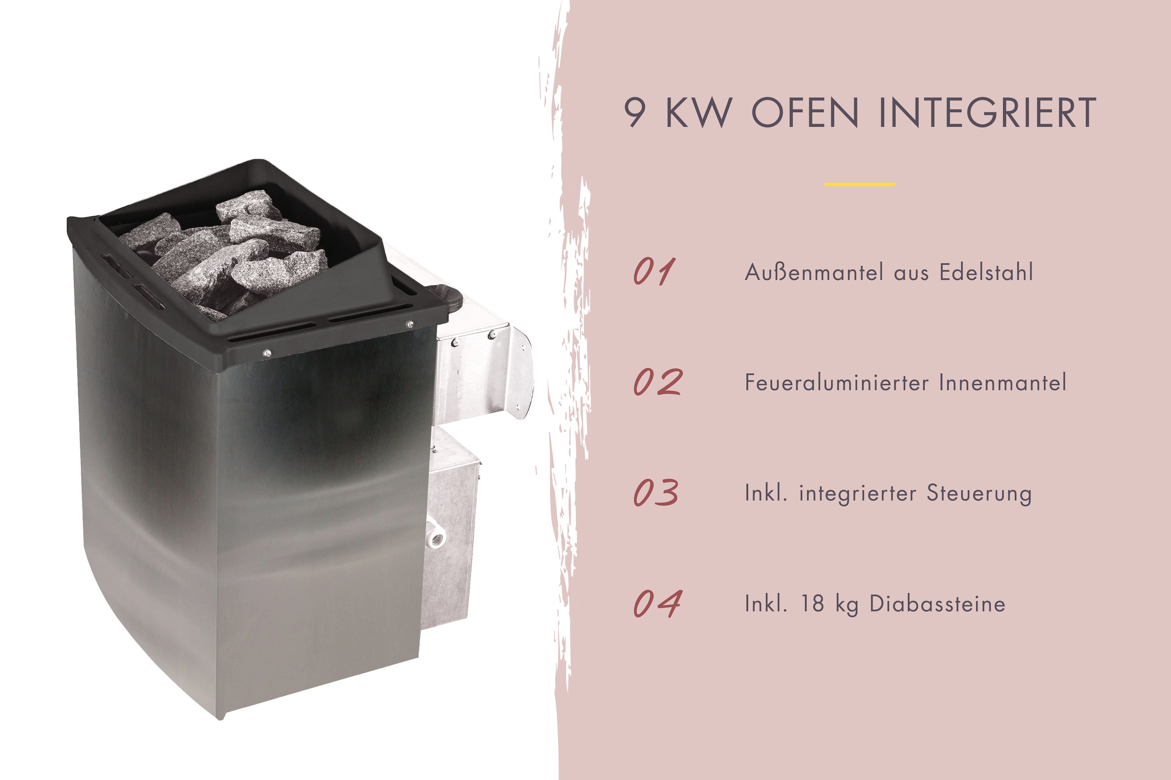 KONIFERA Fasssauna »Lathy L«, 9-kW-Ofen mit integrierter Steuerung