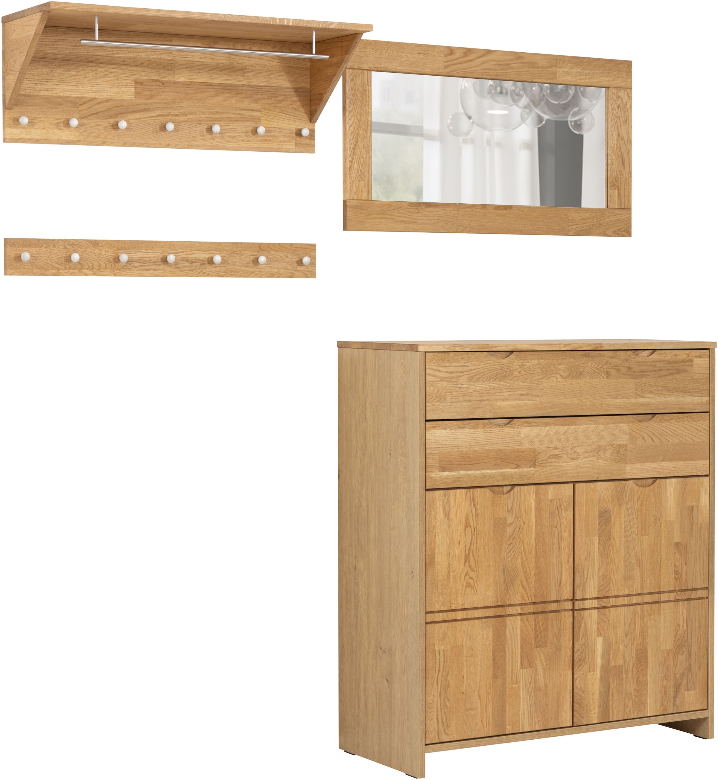 OTTO home Highboard »Maximus: 3 geräumige Fächer, 2 Softclose Schubladen,Hochwertig,Zeitlos« B/T/H: 96/38/107cm, Massivzholz Fronten&Oberdeckel, Korpus aus Melamin