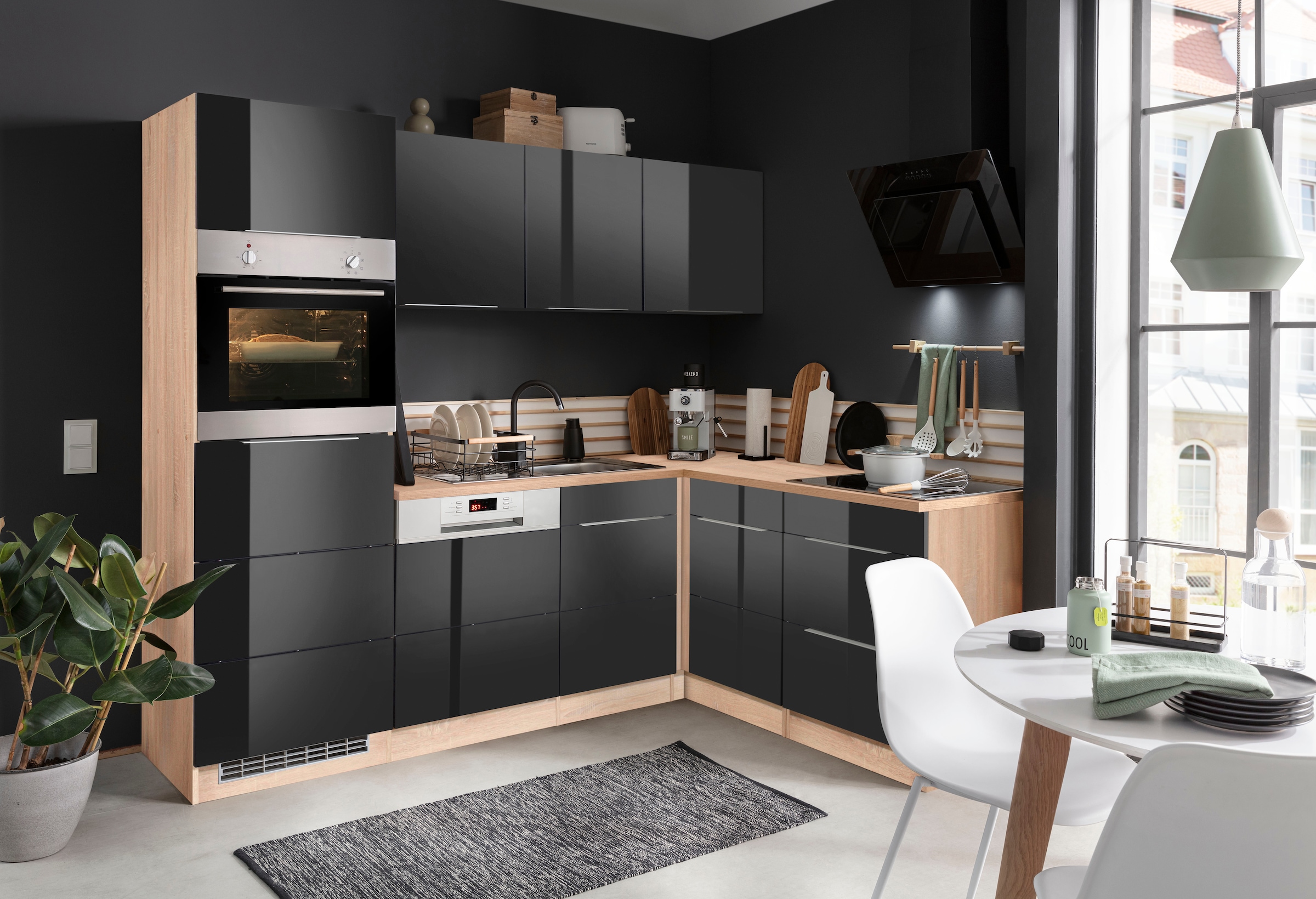 KOCHSTATION Winkelküche »KS-Brindisi Stellbreite 230/170 cm«, wahlweise mit E-Geräten und Induktion, mit MDF-Fronten