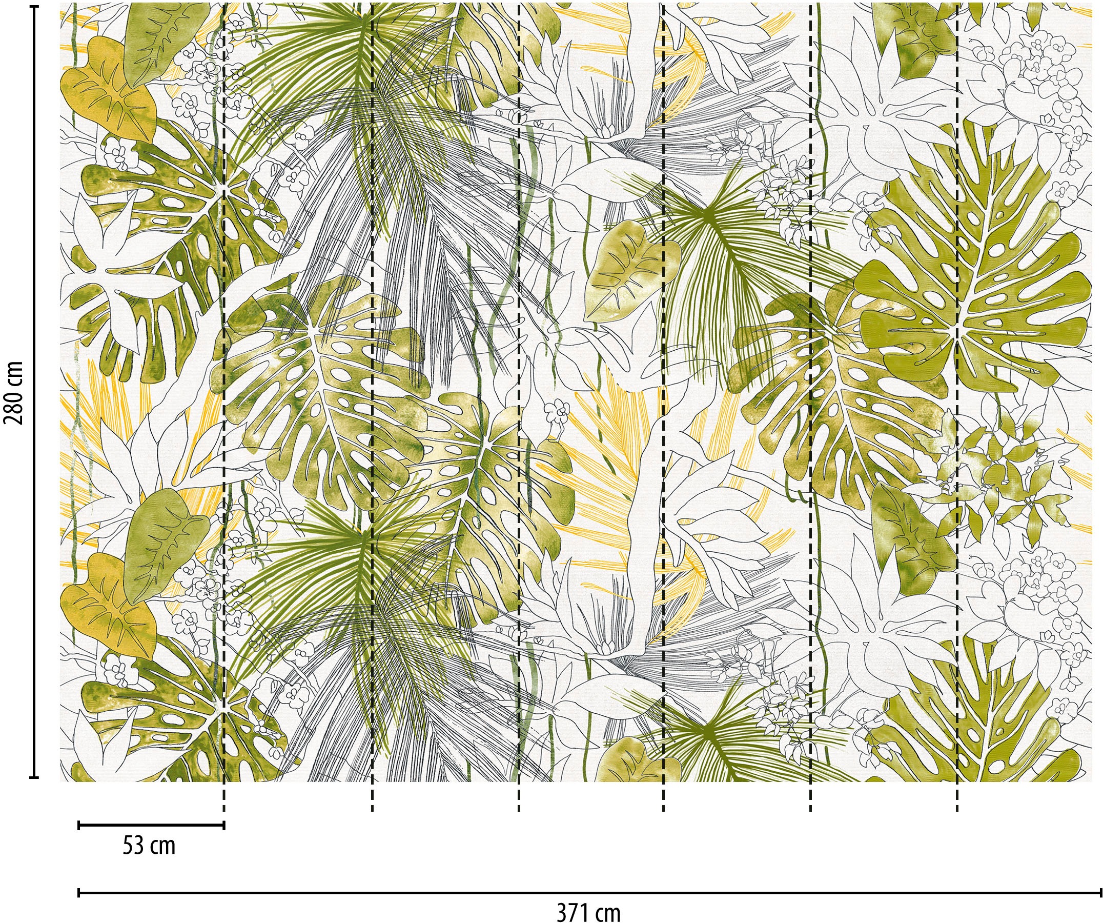 living walls Fototapete »The Wall«, botanisch-natürlich-floral, Fototapete Blätter Tapete Dschungel Tapeten Wohnzimmer Design Optik