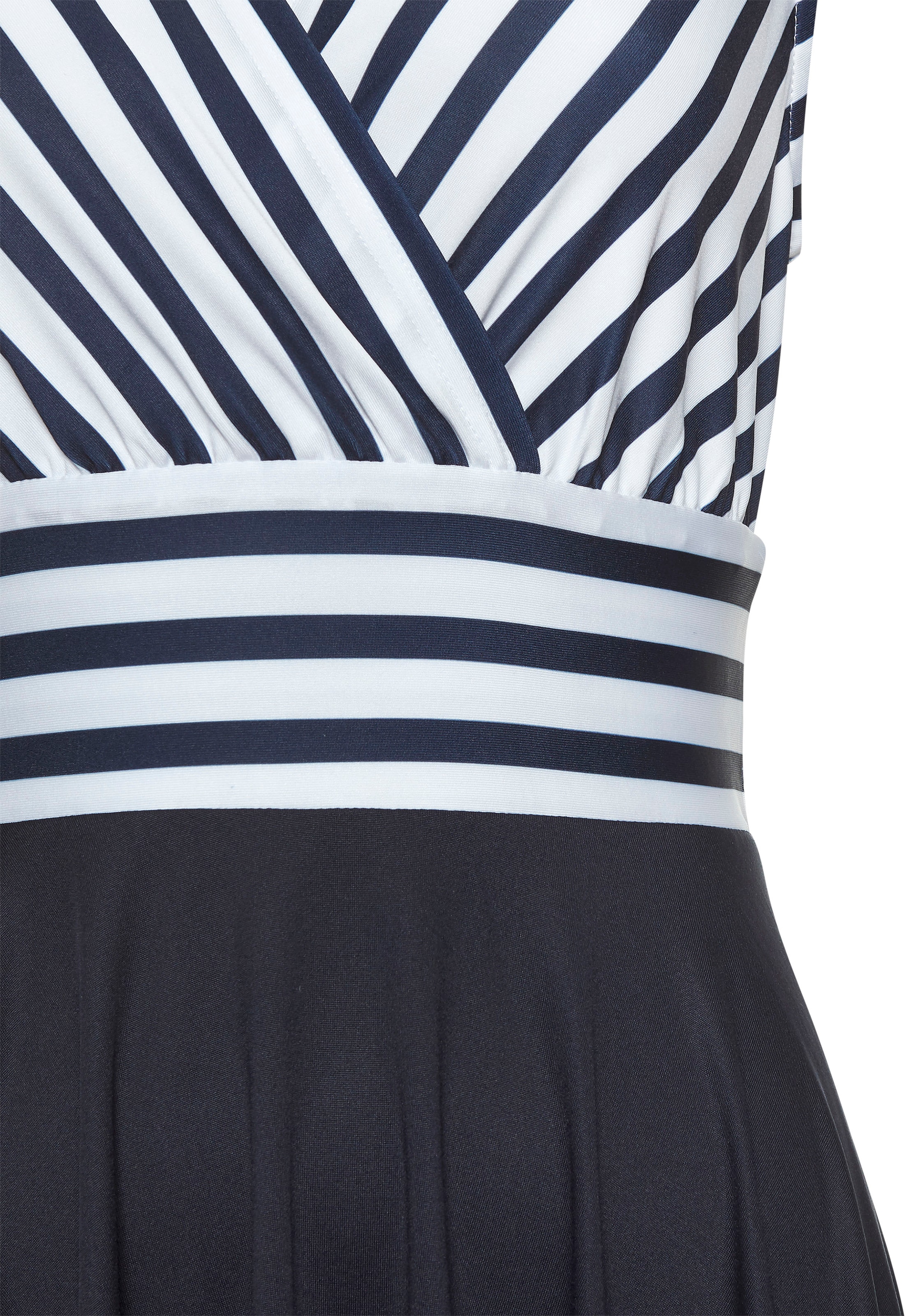 LASCANA Sommerkleid in Wickeloptik, Strandkleid, maritim