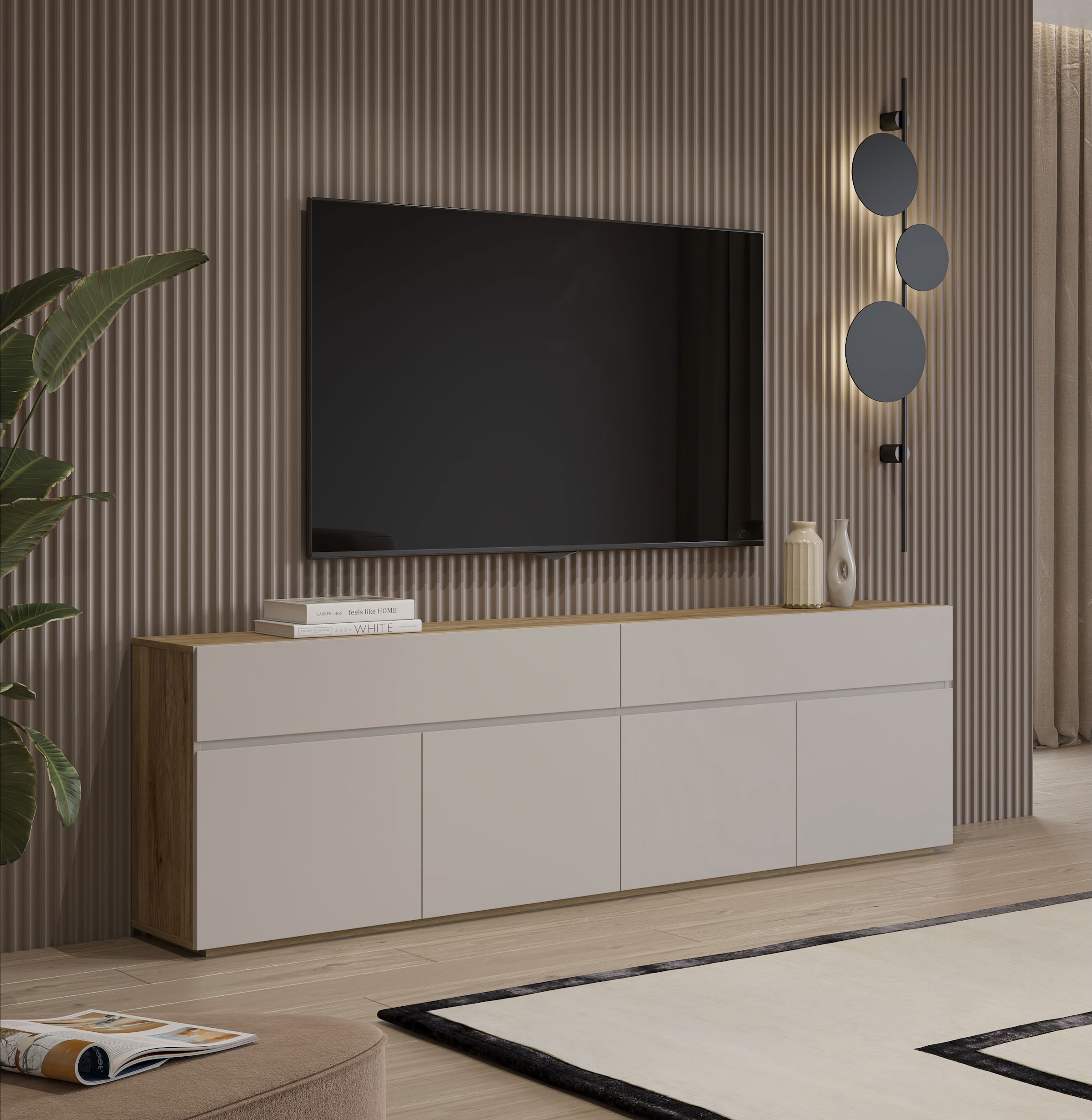 INOSIGN Sideboard »Criss, Breite 200 cm moderne grifflose Kommode 4Türen/4SK« Schubladenkommode mit viel Stauraum, vielseitig einsetzbar