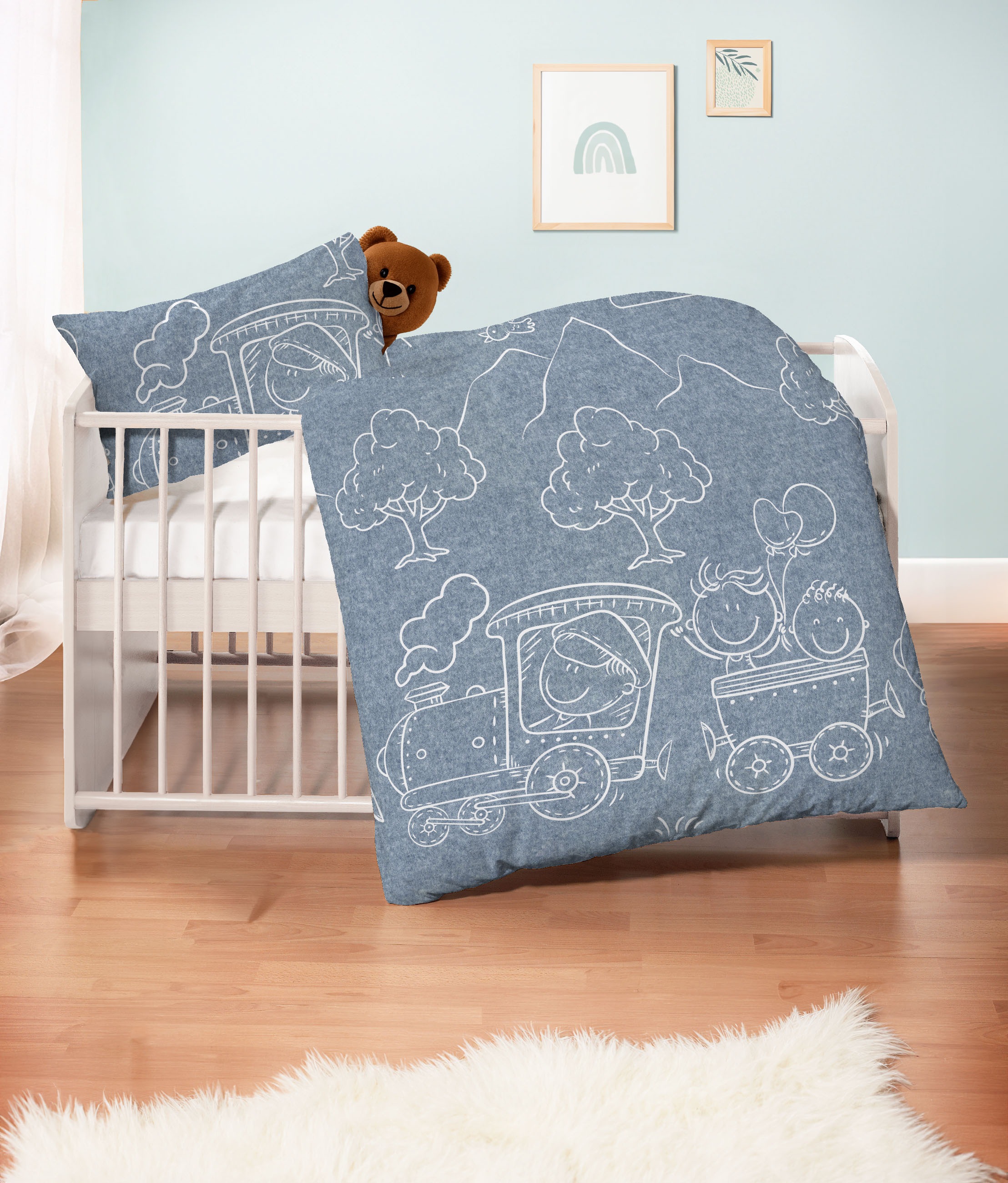 Biberna Kinderbettwäsche »0840521« 2 Stk. tlg. kuschelig warm, samtweich, Melange, 100% Baumwolle, made in Germany