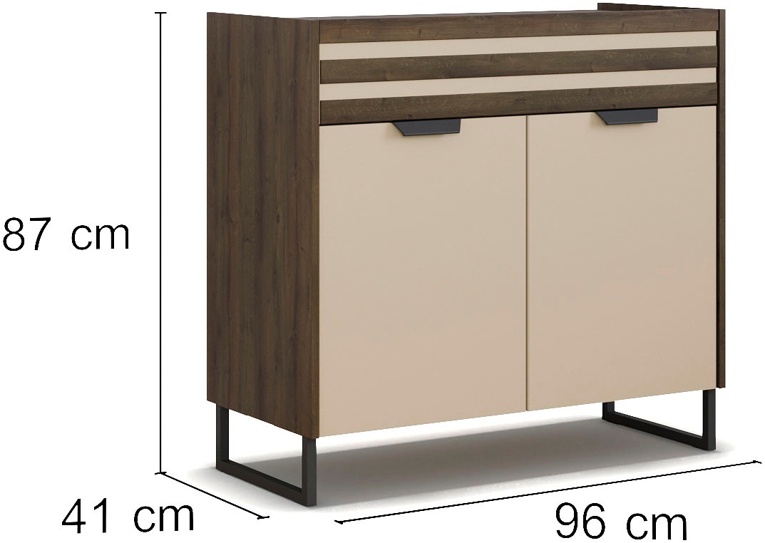 rauch Kombikommode »Kommode Sideboard Schubladenkommode Türenkommode BAREA«, breiter Schubkasten in moderner Lamellen-Optik MADE IN GERMANY