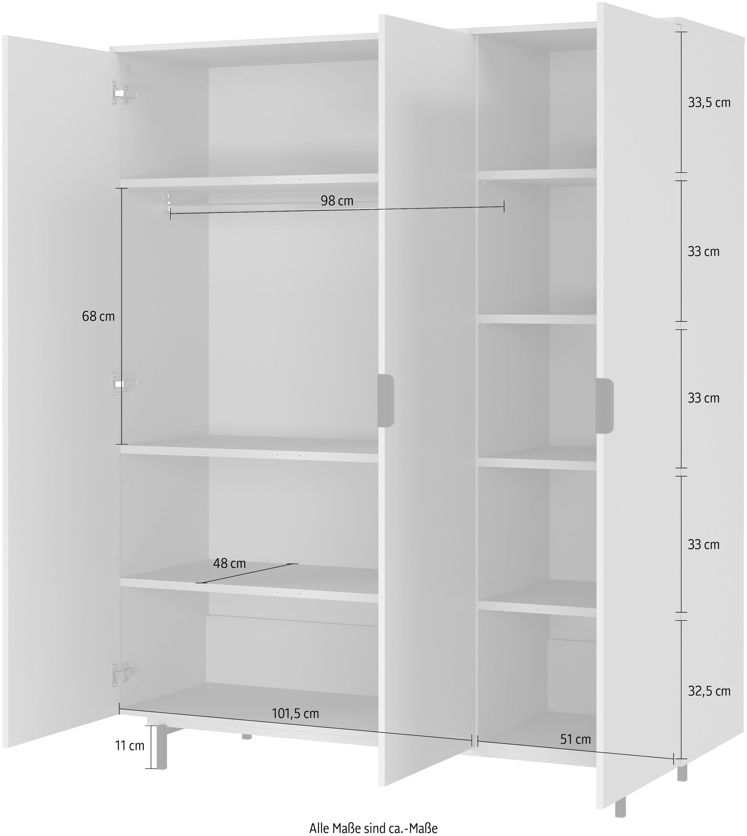 GERMANIA Kinderkleiderschrank »Tomino«, (1 St.), modernes Design, gedämpfte Türen, B/H/T 158/190/54 cm, 7 Einlegeböden