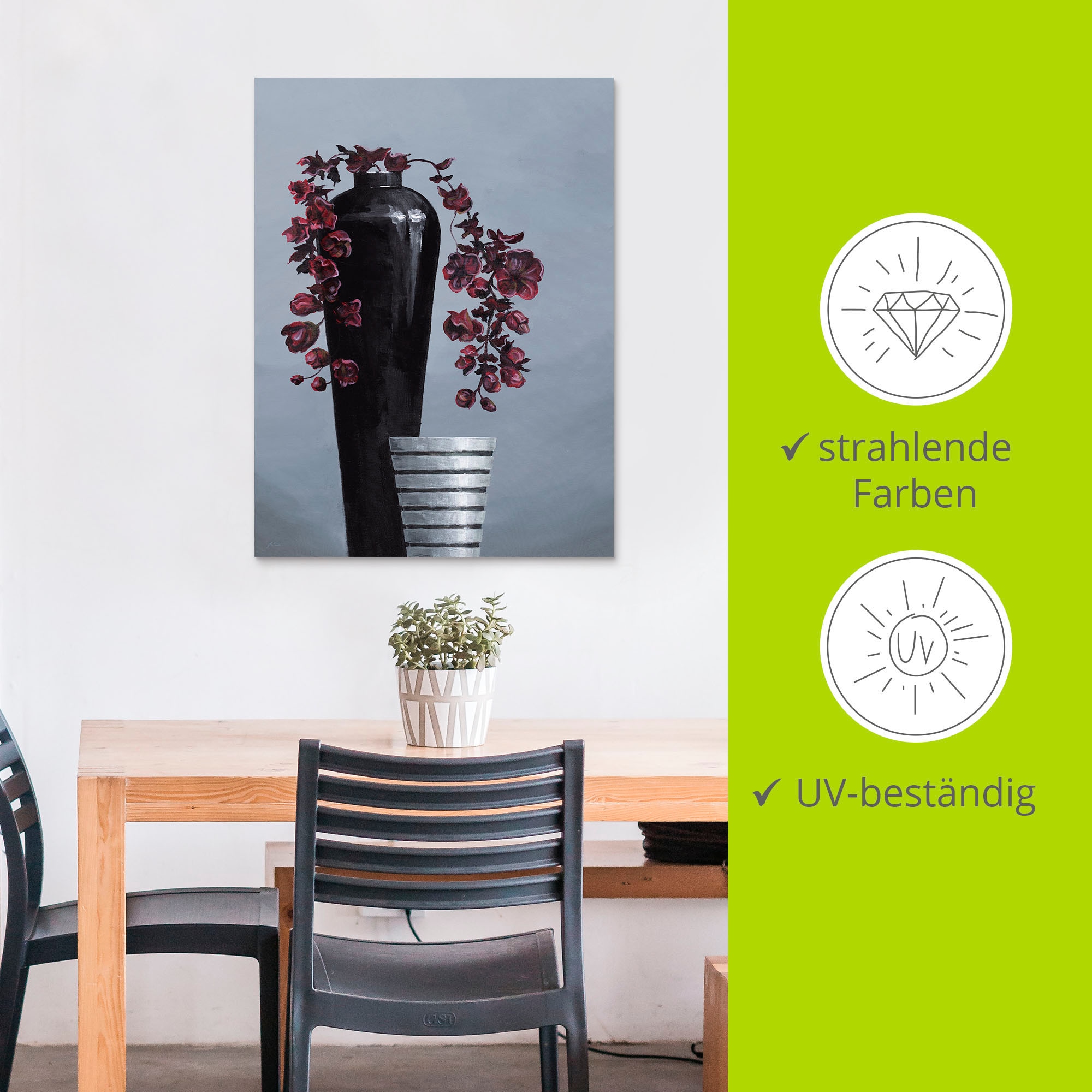 Artland Wandbild »Metallische Vasen«, Vasen & Töpfe, (1 St.), als Alubild, Outdoorbild, Leinwandbild, Wandaufkleber, versch. Größen