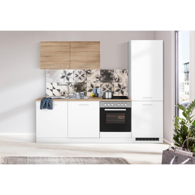 HELD MÖBEL Küchenzeile »Visby«, mit E-Geräten, Breite 240 cm inkl.  Kühl/Gefrierkombination auf Rechnung kaufen