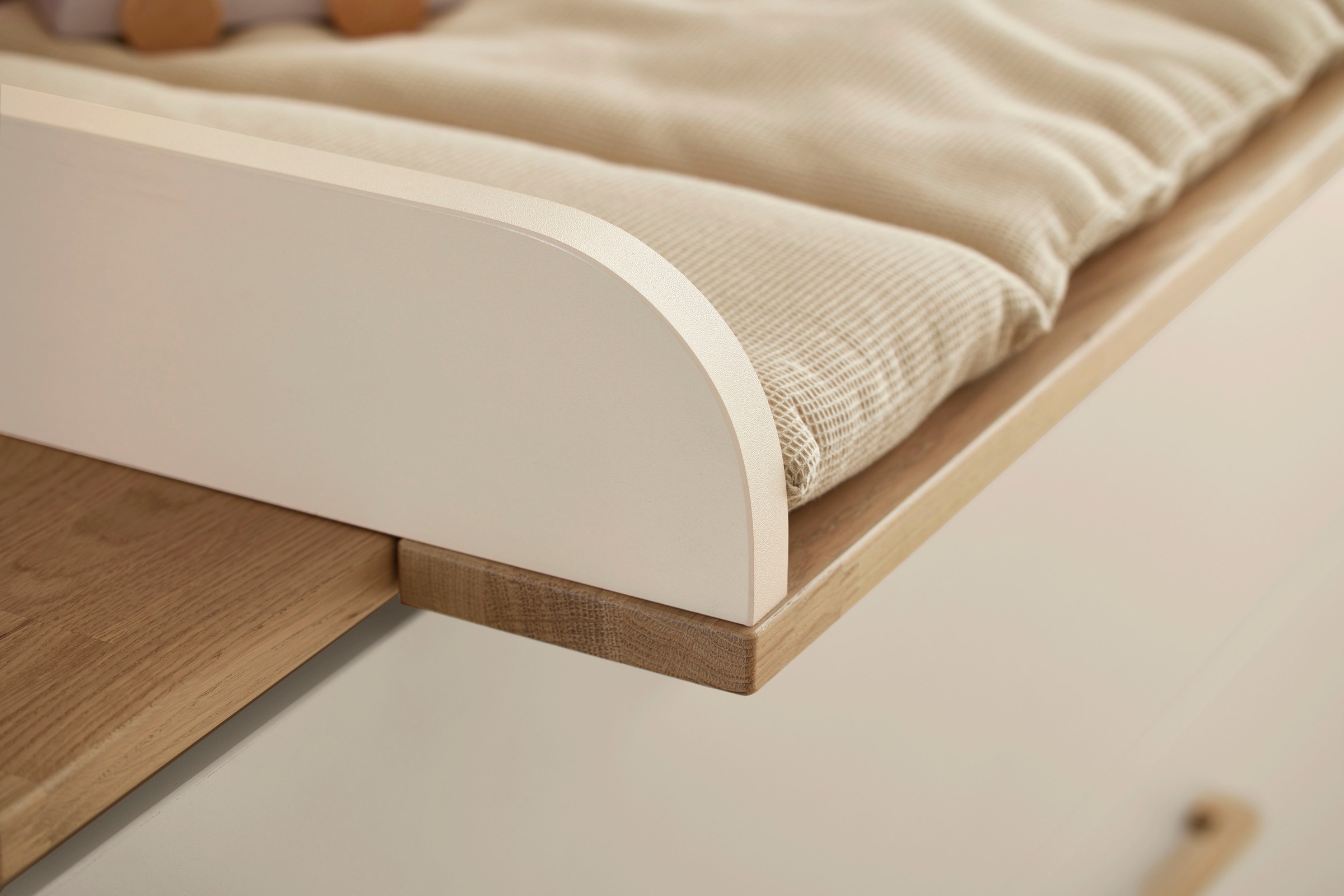 PAIDI Wickelaufsatz »STIENE in Beige oder Grau, zur Erweiterung der Kommode« B/H/T ca. 123/12/80cm,  Wickelauflage mit Eiche Massivholz und gerundeten Kanten